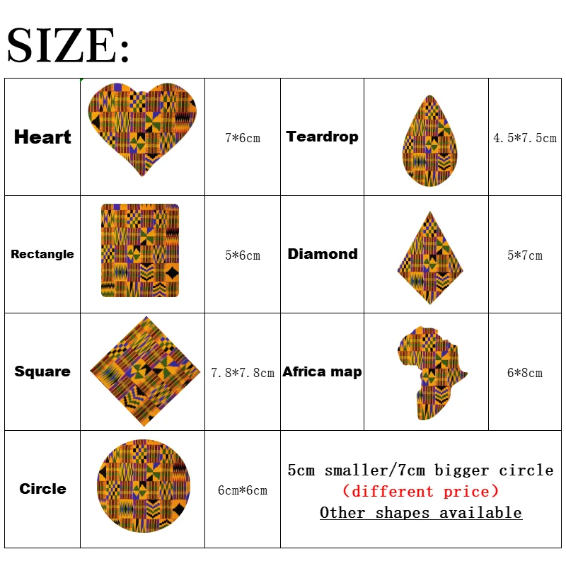 SOMESOOR 7 Shapes African Fabric Print Wooden Drop Earrings Wholesale Fashioin Ethnic Geometric Dangle Jewelry For Women Gifts