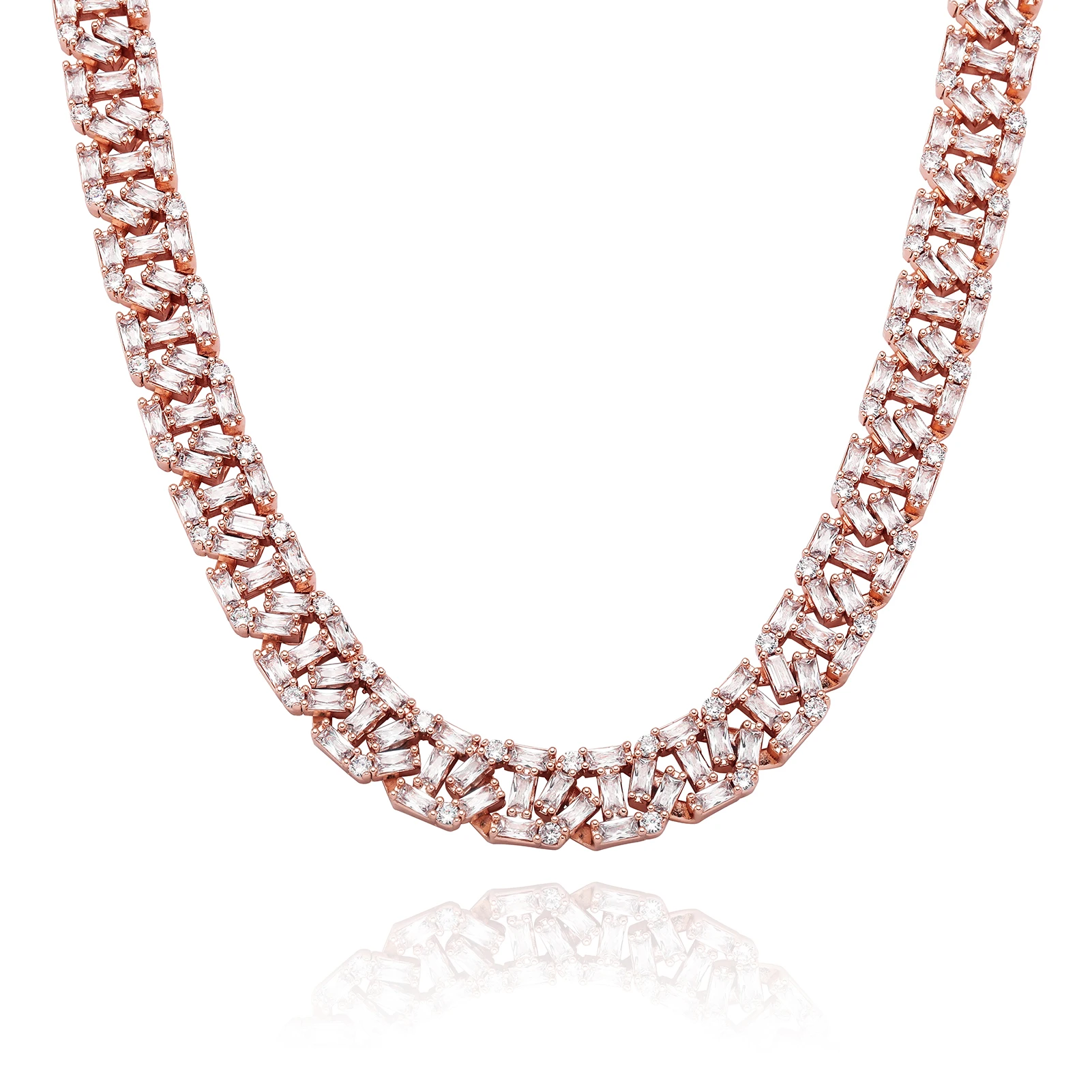 GUCY 12mm High Quality Baguette Chain Link Necklace Vintage Men Necklace Hip Hop Fashion Jewelry Gift