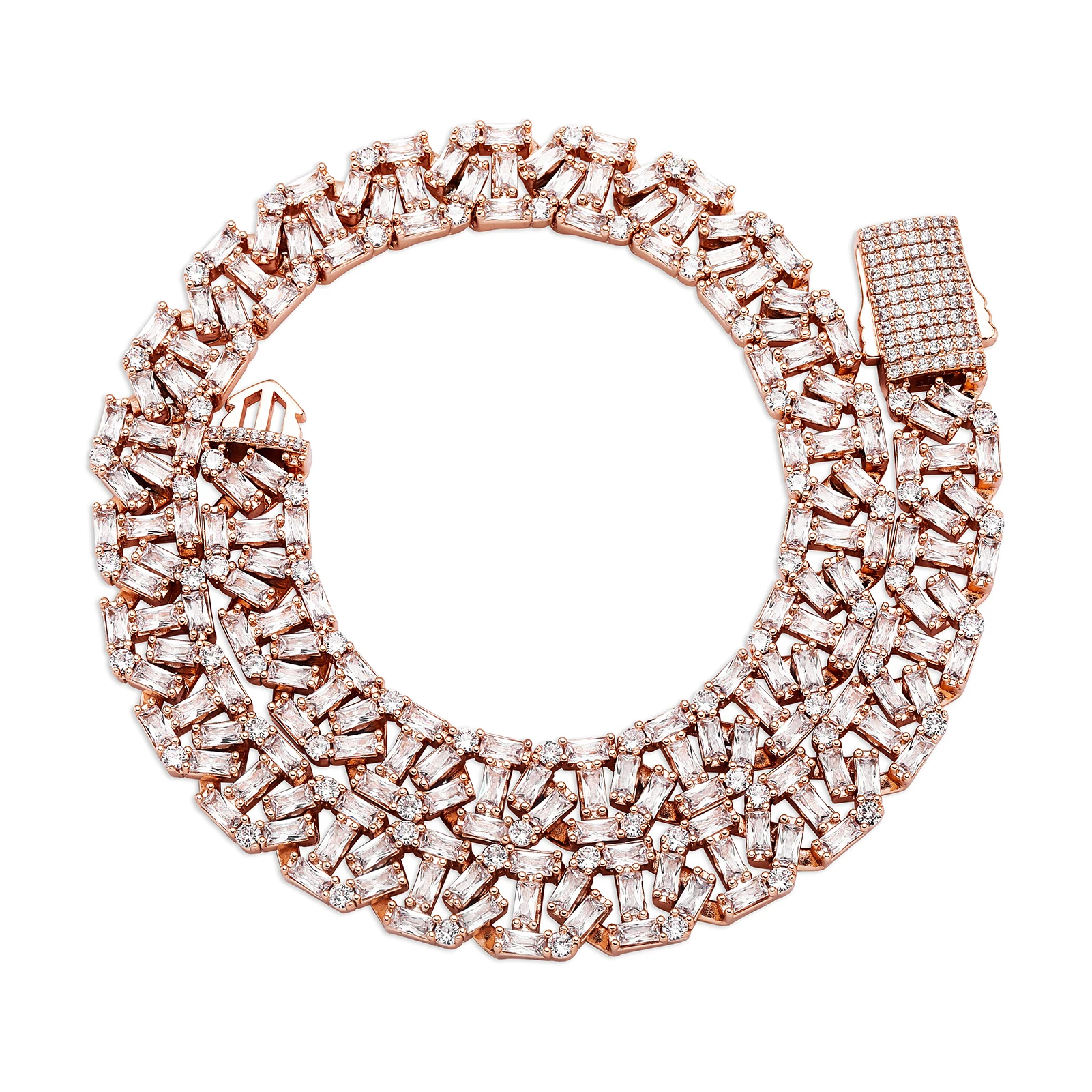 GUCY 12mm High Quality Baguette Chain Link Necklace Vintage Men Necklace Hip Hop Fashion Jewelry Gift