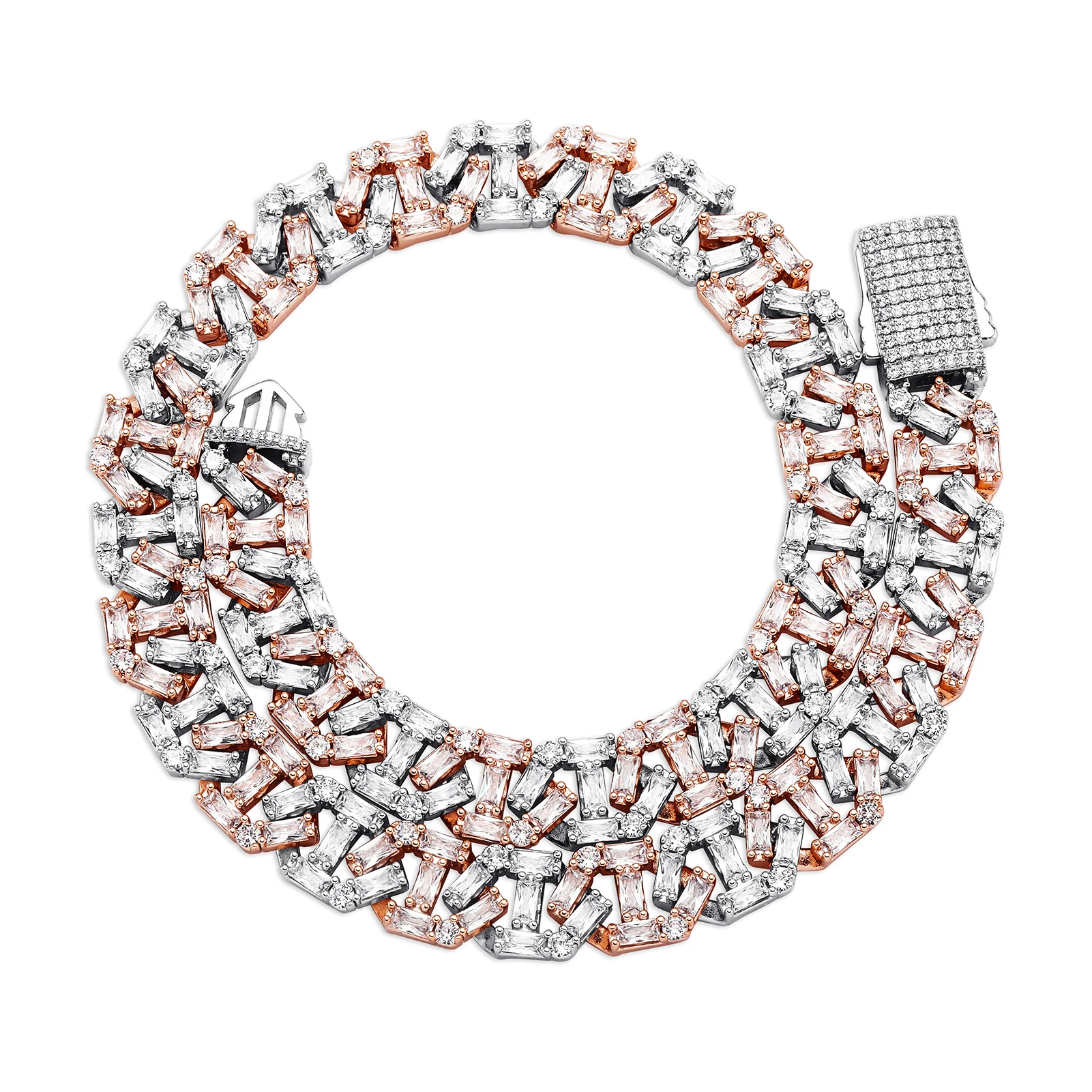 GUCY 12mm High Quality Baguette Chain Link Necklace Vintage Men Necklace Hip Hop Fashion Jewelry Gift