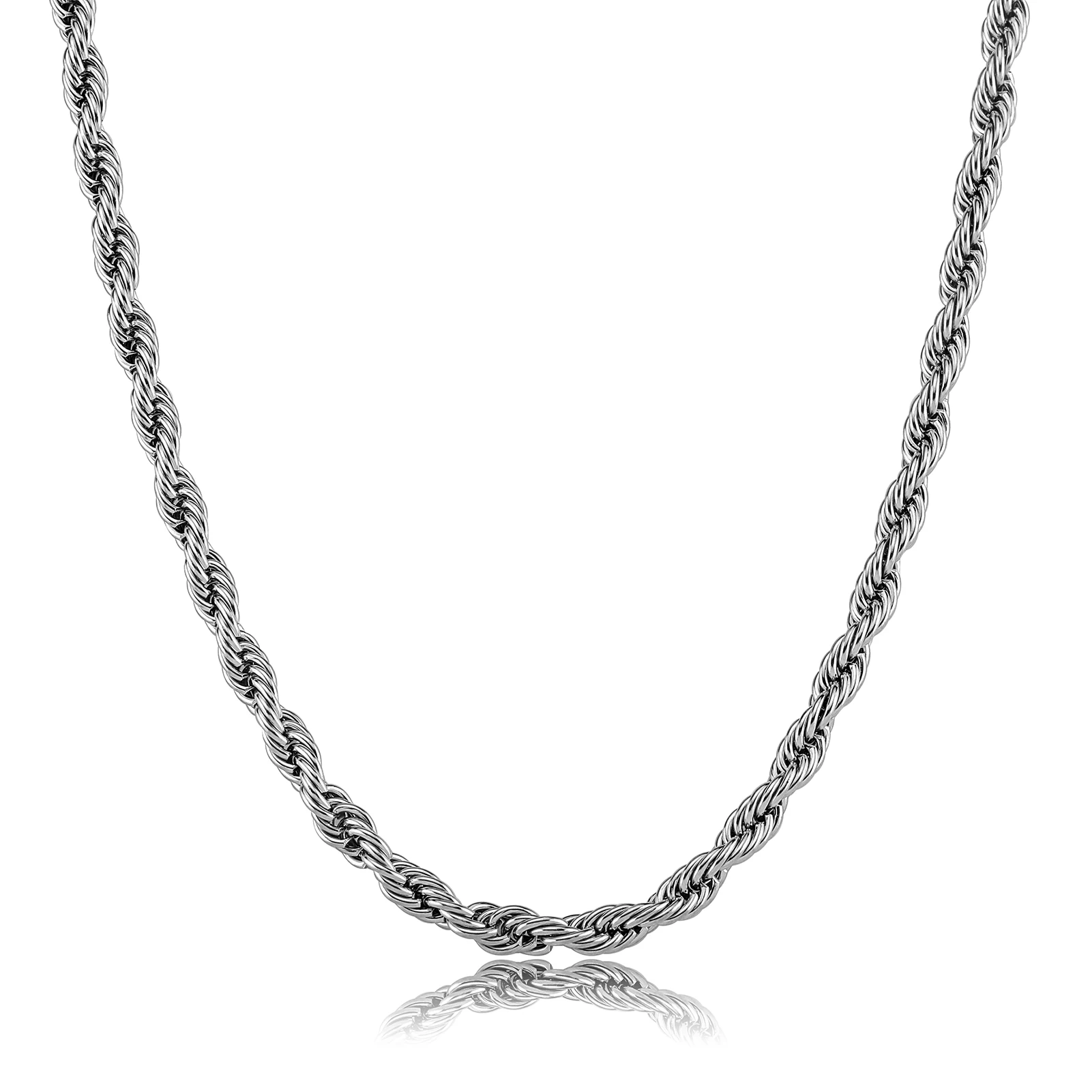 JINAO 2021 European and American style 5mm High Quality Rope Necklace Gold Color and Silver Color Chain String Necklace For Men