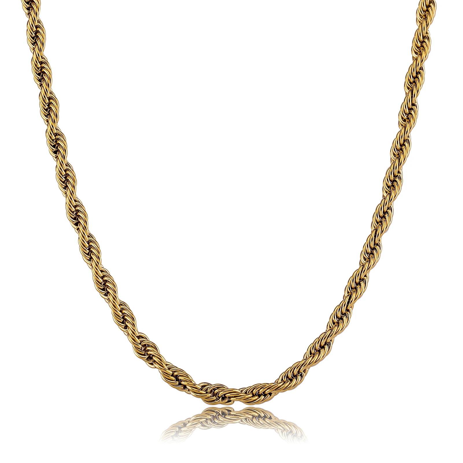 JINAO 2021 European and American style 5mm High Quality Rope Necklace Gold Color and Silver Color Chain String Necklace For Men