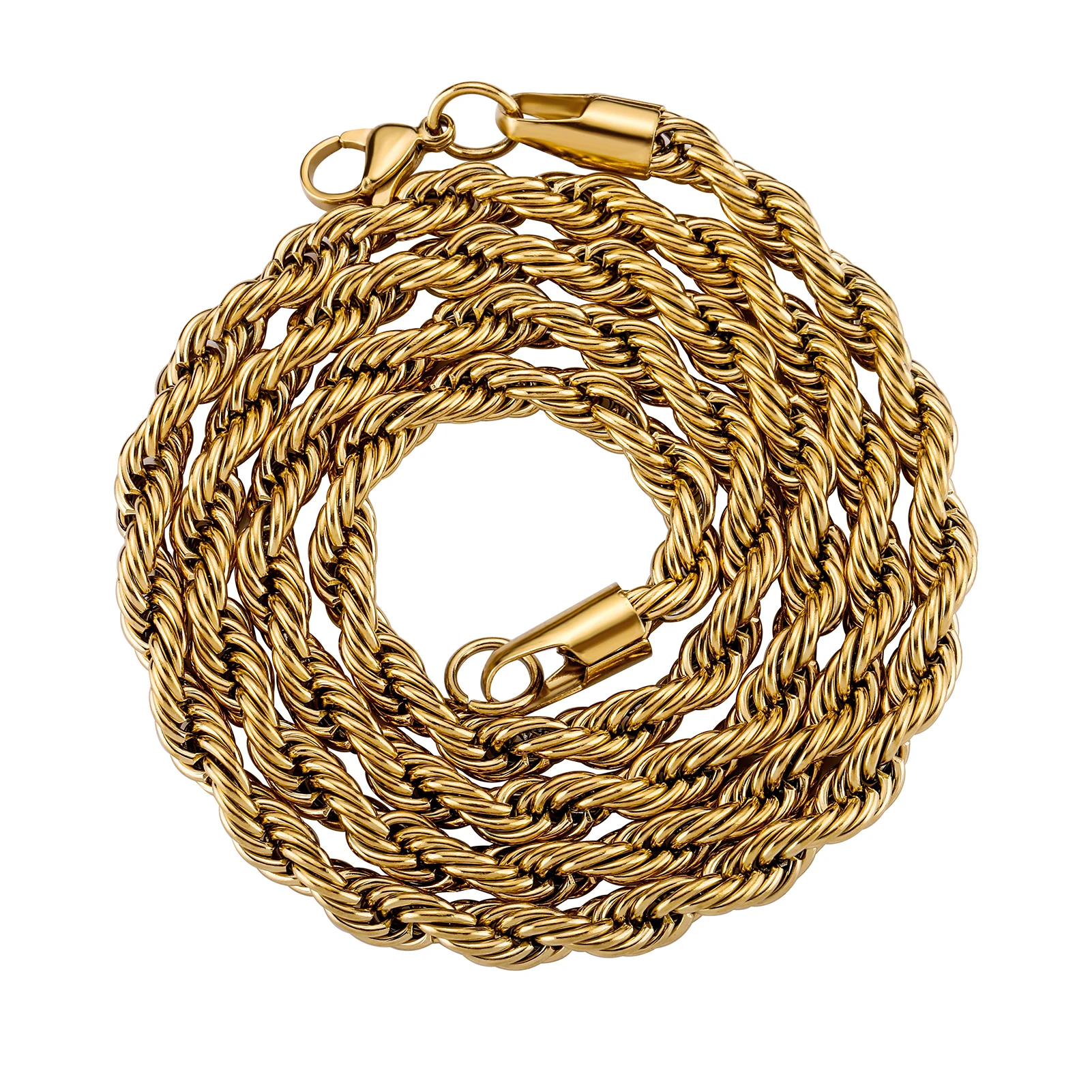 JINAO 2021 European and American style 5mm High Quality Rope Necklace Gold Color and Silver Color Chain String Necklace For Men