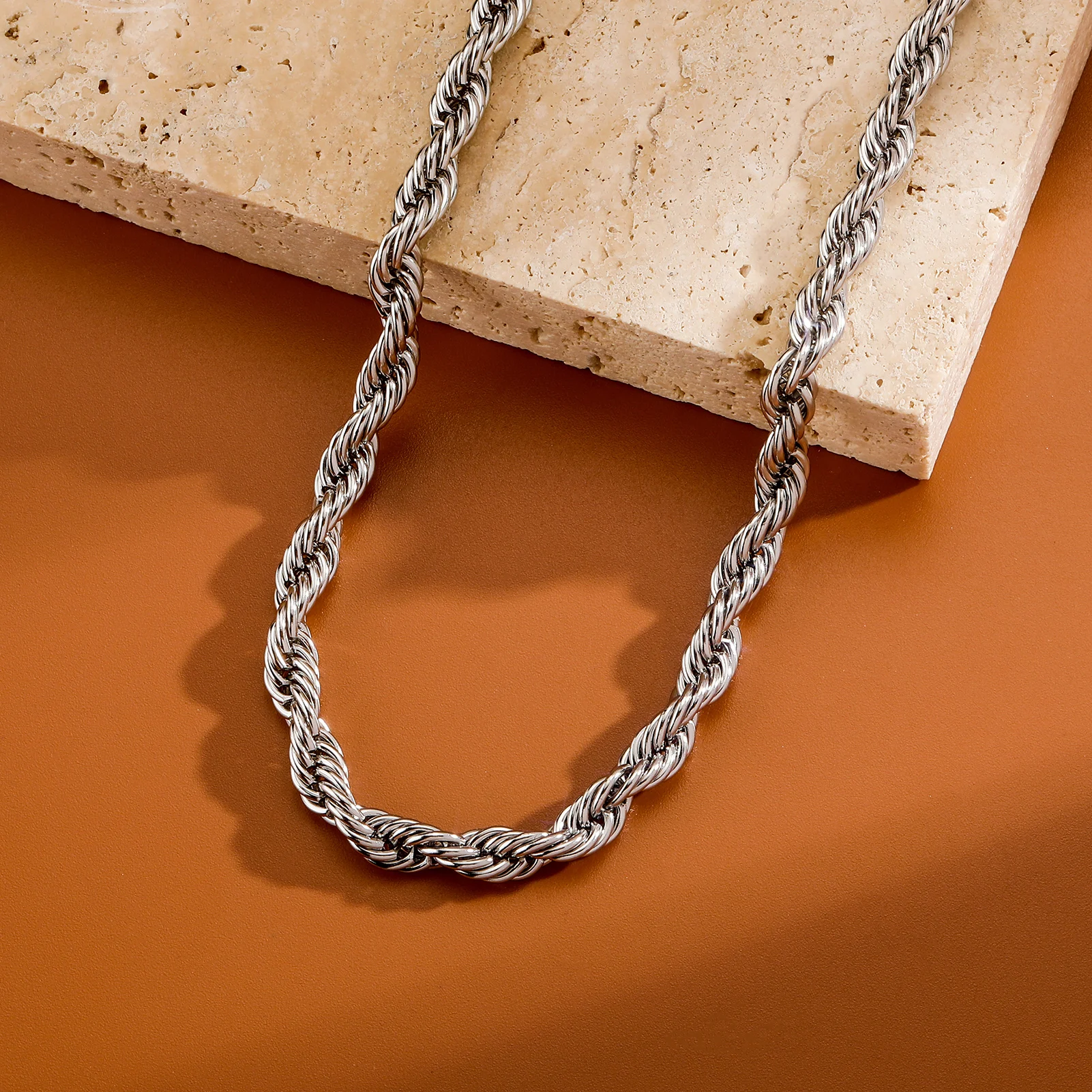 JINAO 2021 European and American style 5mm High Quality Rope Necklace Gold Color and Silver Color Chain String Necklace For Men