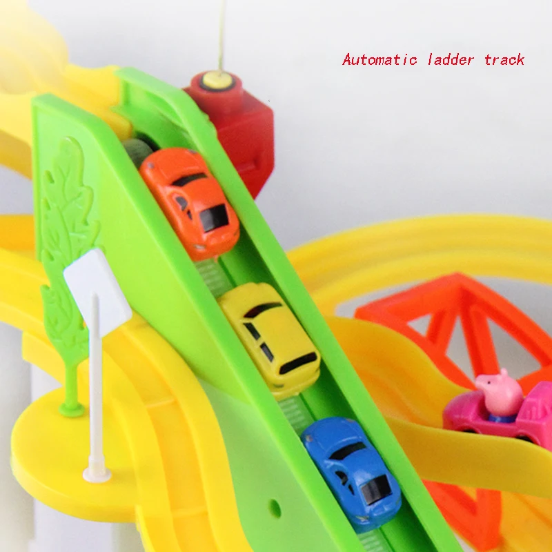 Children's DIY Track Railway Car Plastic Parking Toy Set Multilayer Assemble Rail Railway Car Garage Track Educational Kids Toys