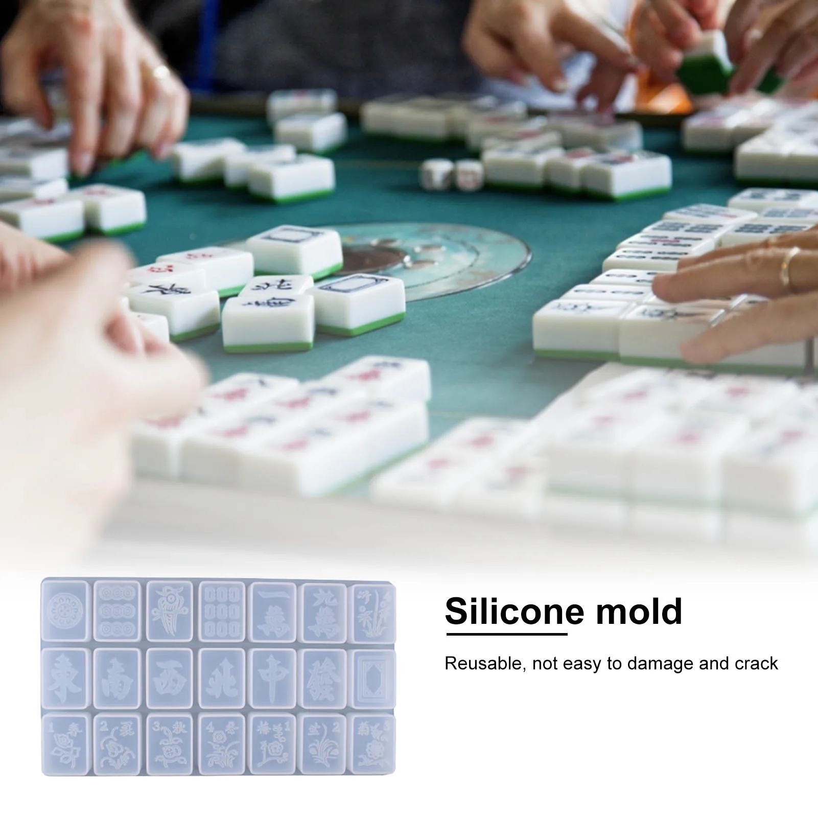 DIY Mahjong Silicone Mold Handmade Mahjong Making Supplies Crystal Glue Mold Mahjong Game Pieces Tiles Resin Cake Silicone Molds