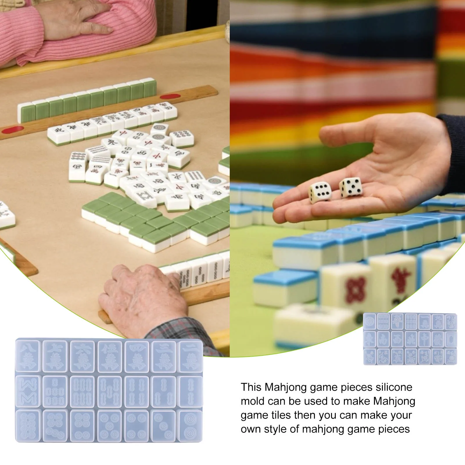 DIY Mahjong Silicone Mold Handmade Mahjong Making Supplies Crystal Glue Mold Mahjong Game Pieces Tiles Resin Cake Silicone Molds
