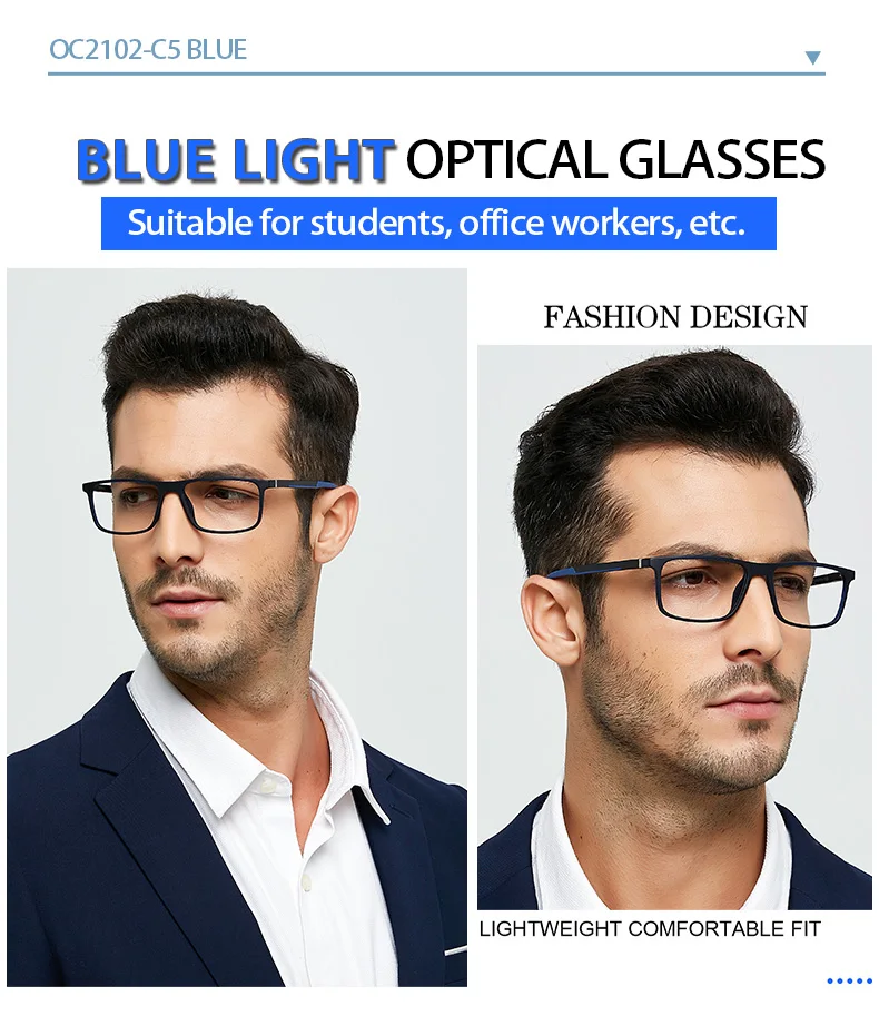 Prescription Glasses Men Blue Anti Light Glasses TR90 Black Computer Eyeglasses Frames For Men Myopia Fake Glasses Frame oculos