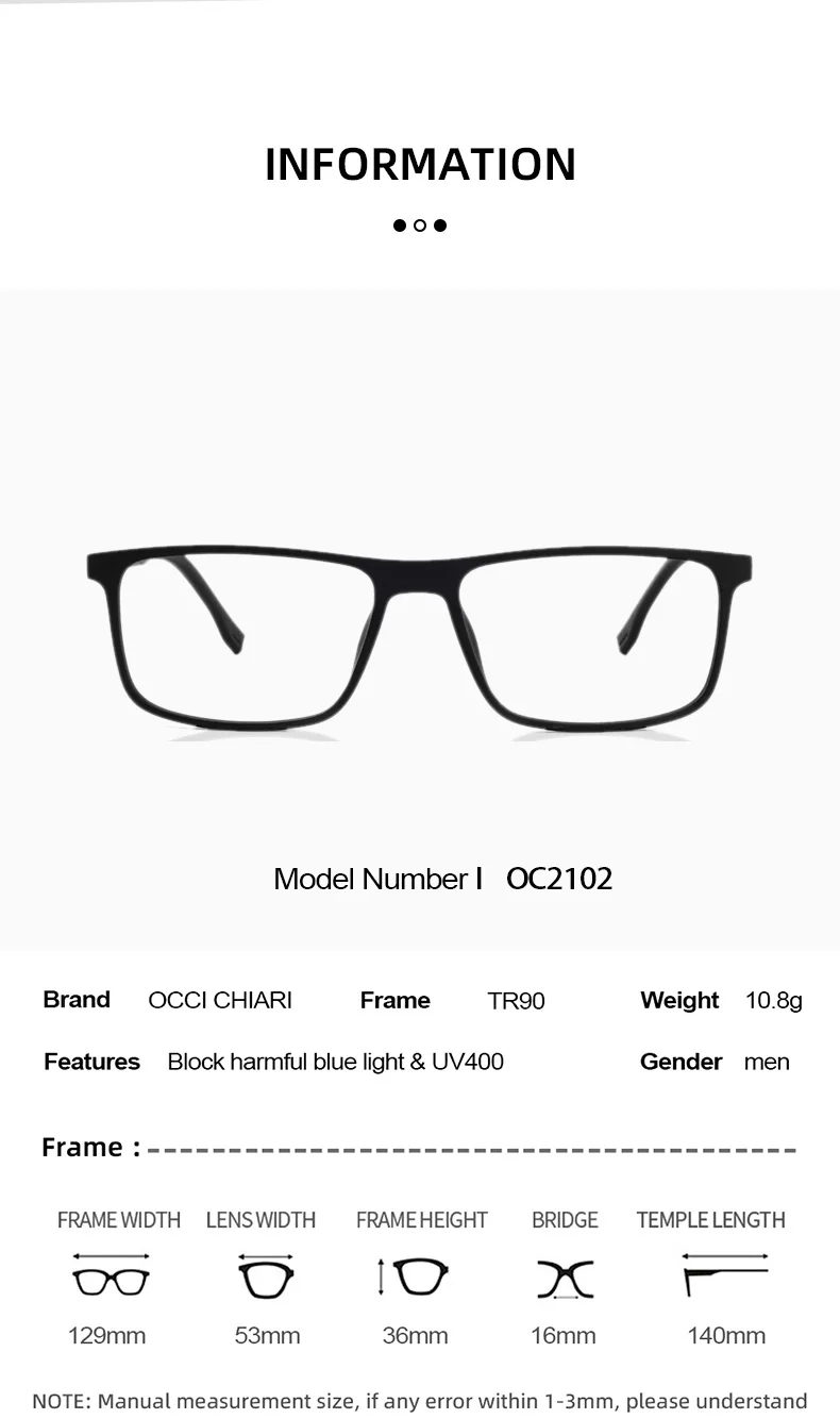 Prescription Glasses Men Blue Anti Light Glasses TR90 Black Computer Eyeglasses Frames For Men Myopia Fake Glasses Frame oculos