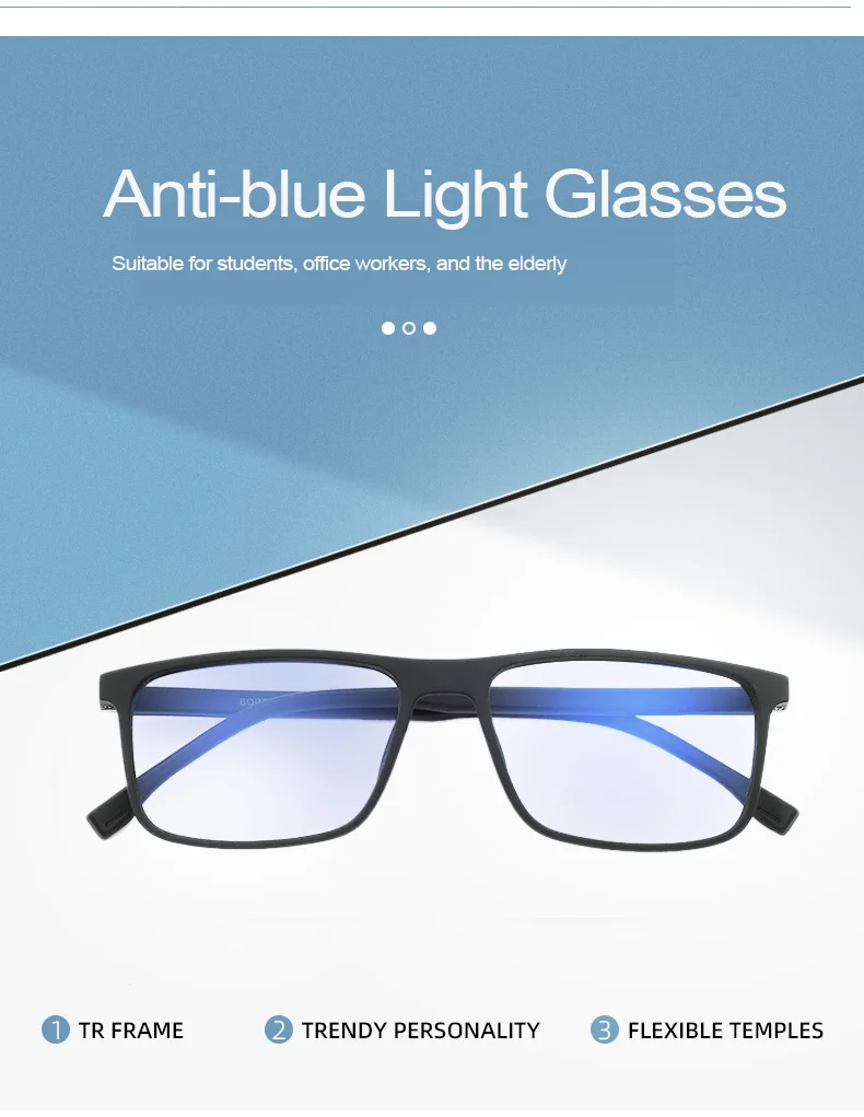 Prescription Glasses Men Blue Anti Light Glasses TR90 Black Computer Eyeglasses Frames For Men Myopia Fake Glasses Frame oculos