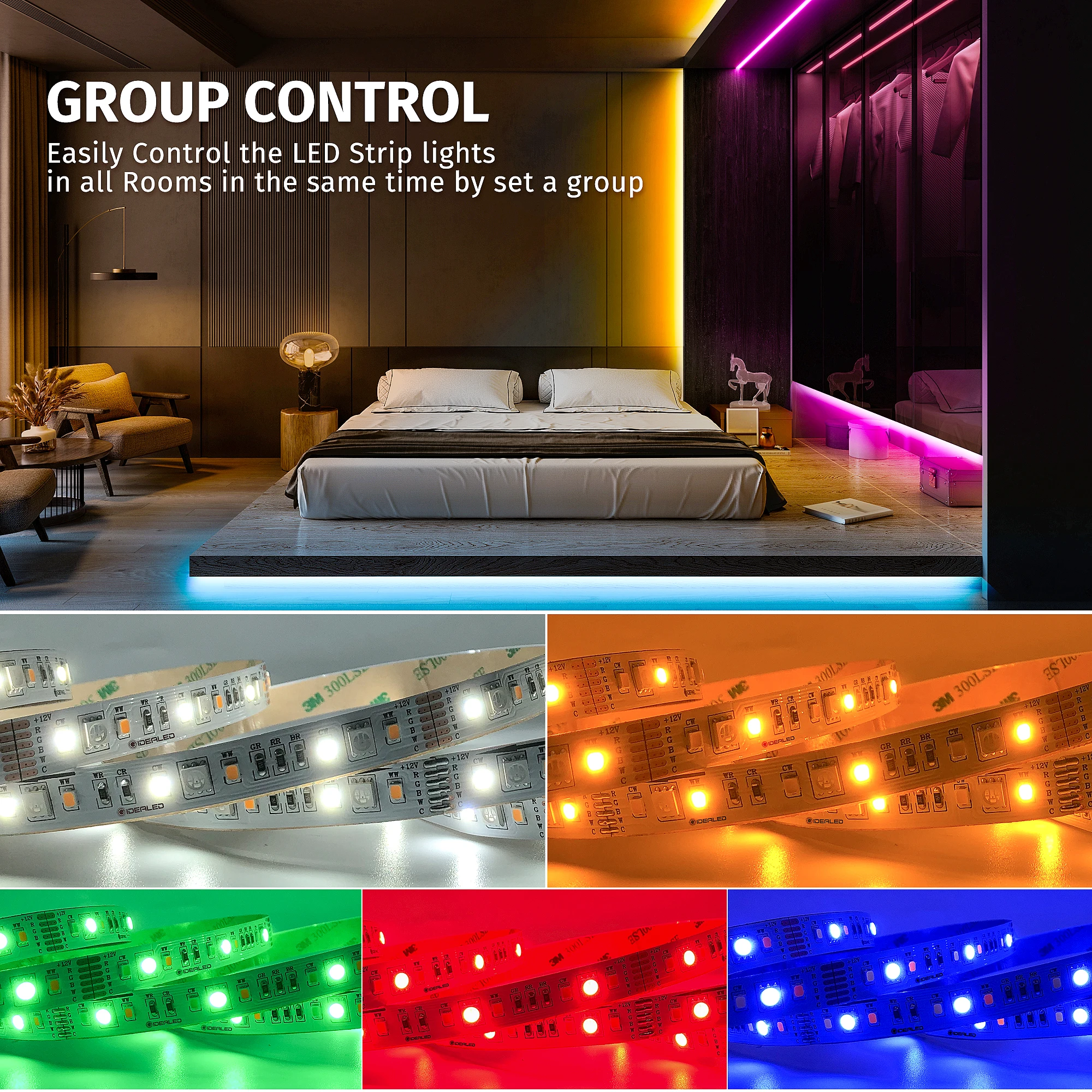 Smart ZigBee 3.0 Controller Dimmable Ambiance LED Kit with 5m RGBCCT LED Light Strips compatible ZigBee HUB Bridge,Echo Plus