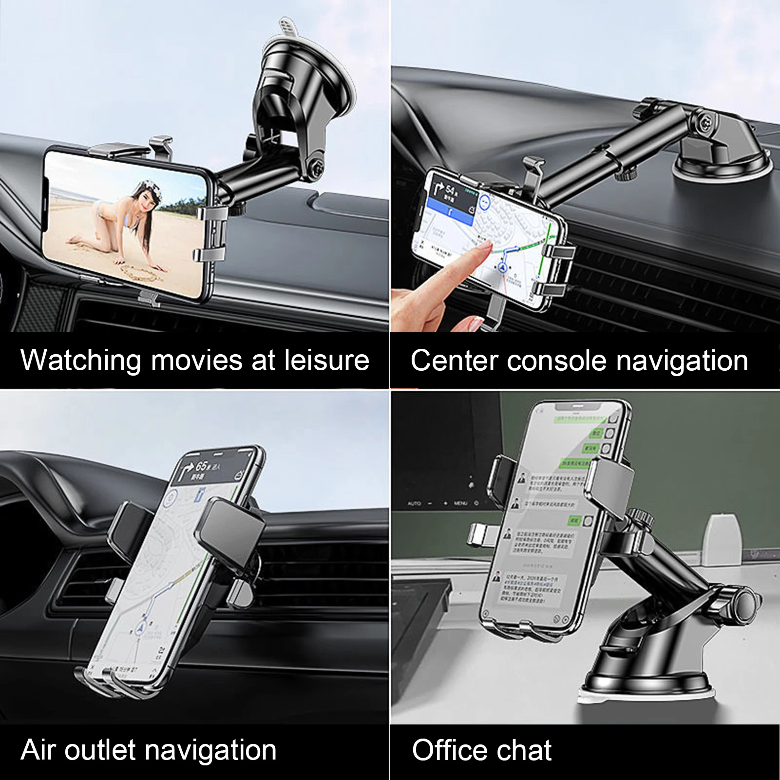 Car Phone Mount Holder Suction Cup Car Phone Holder Auto Air Outlet Cell Phone Bracket Long Arm Telescopic Cellphone Support