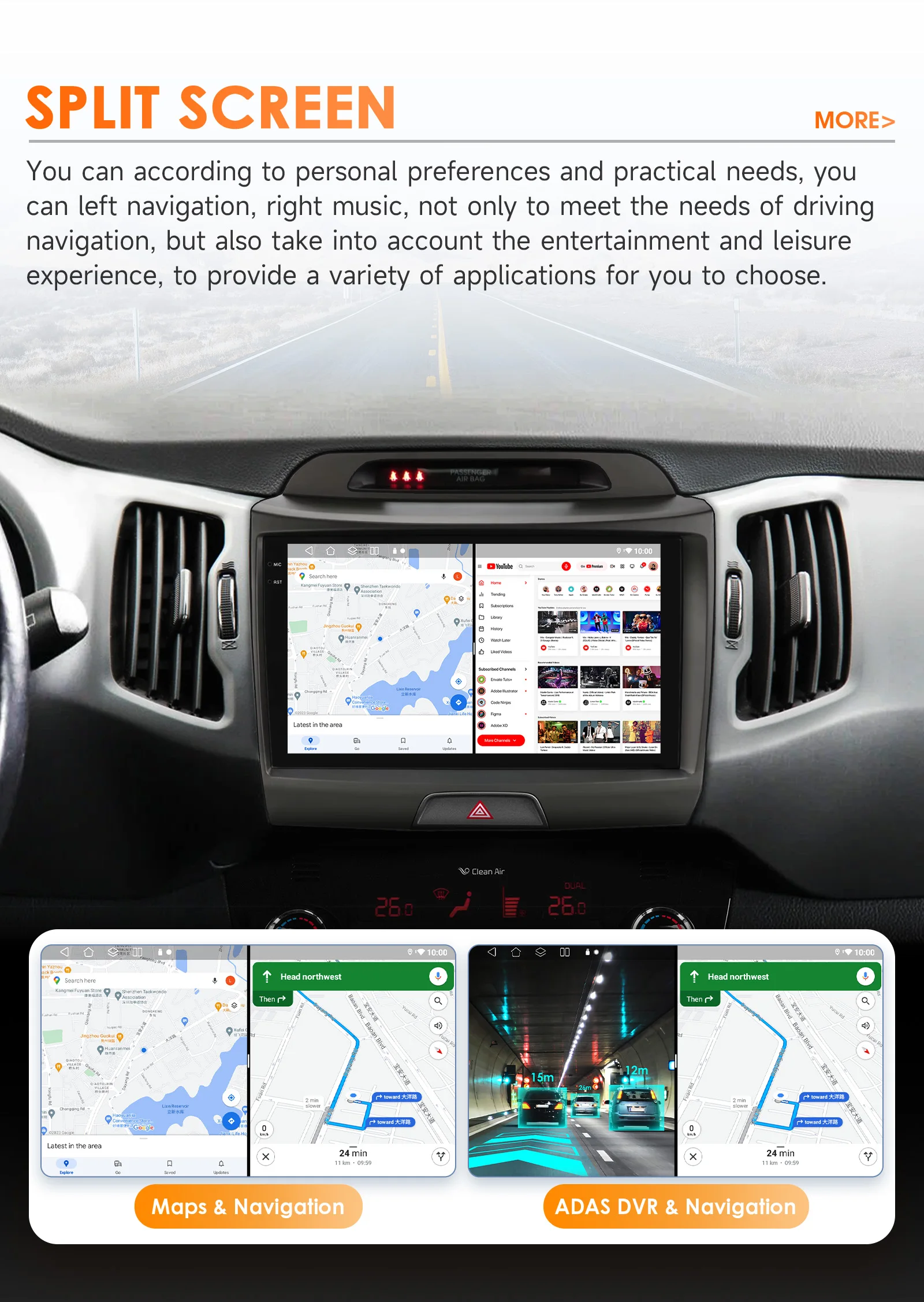 Hizpo Android 14 Car Radio GPS For KIA Sportage 3 2010 2011-2016 Multimedia Video Player 2din Navigation AUTO Stereo Head Unit