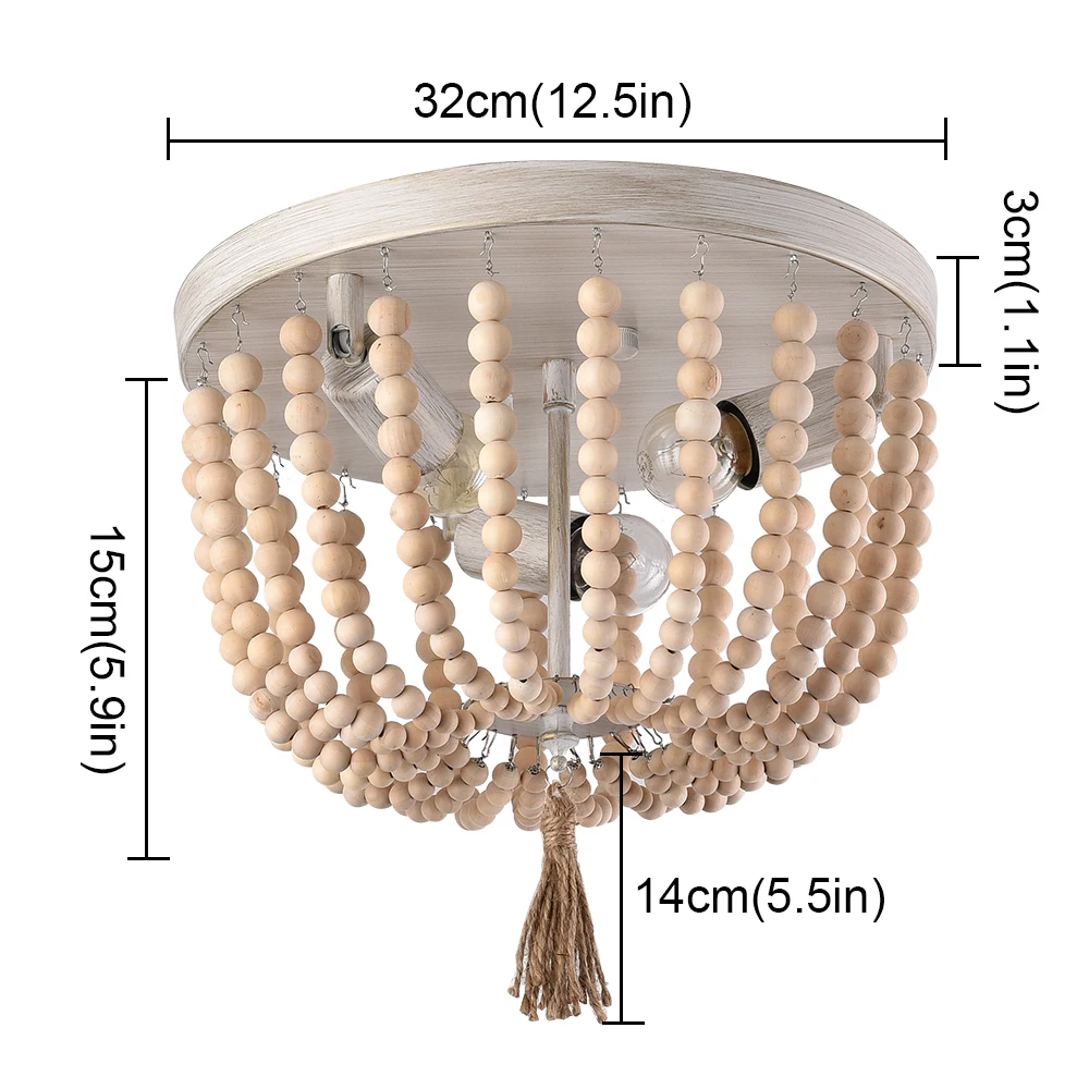 Wooden Retro Chandelier Lamp Indoor Bedroom Vintage Ceiling Pendant Light Hang Industrial Home Hotel Decor Lustre Led Luminaire