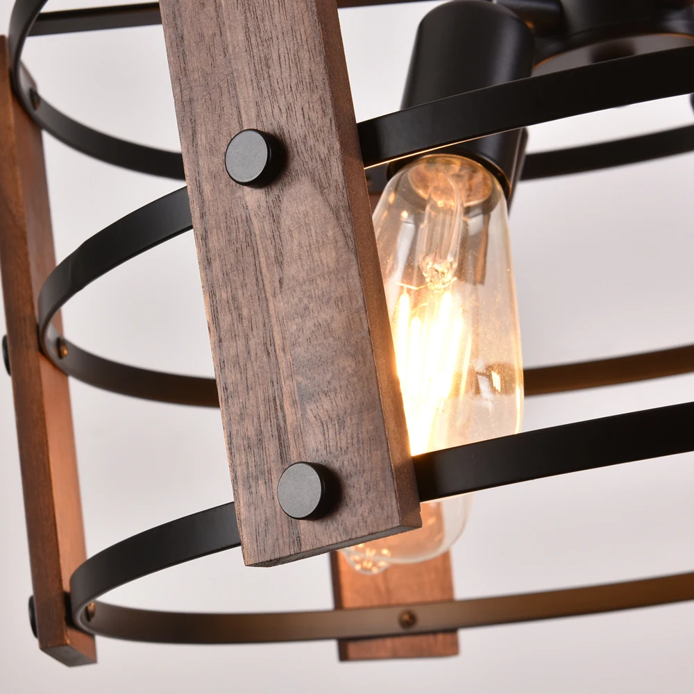 Wooden Retro Chandelier Lamp Indoor Bedroom Vintage Ceiling Pendant Light Hang Industrial Home Hotel Decor Lustre Led Luminaire