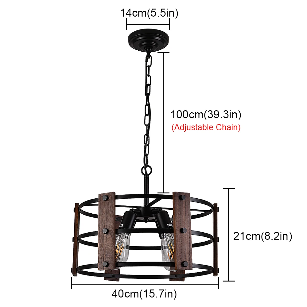Wooden Retro Chandelier Lamp Indoor Bedroom Vintage Ceiling Pendant Light Hang Industrial Home Hotel Decor Lustre Led Luminaire