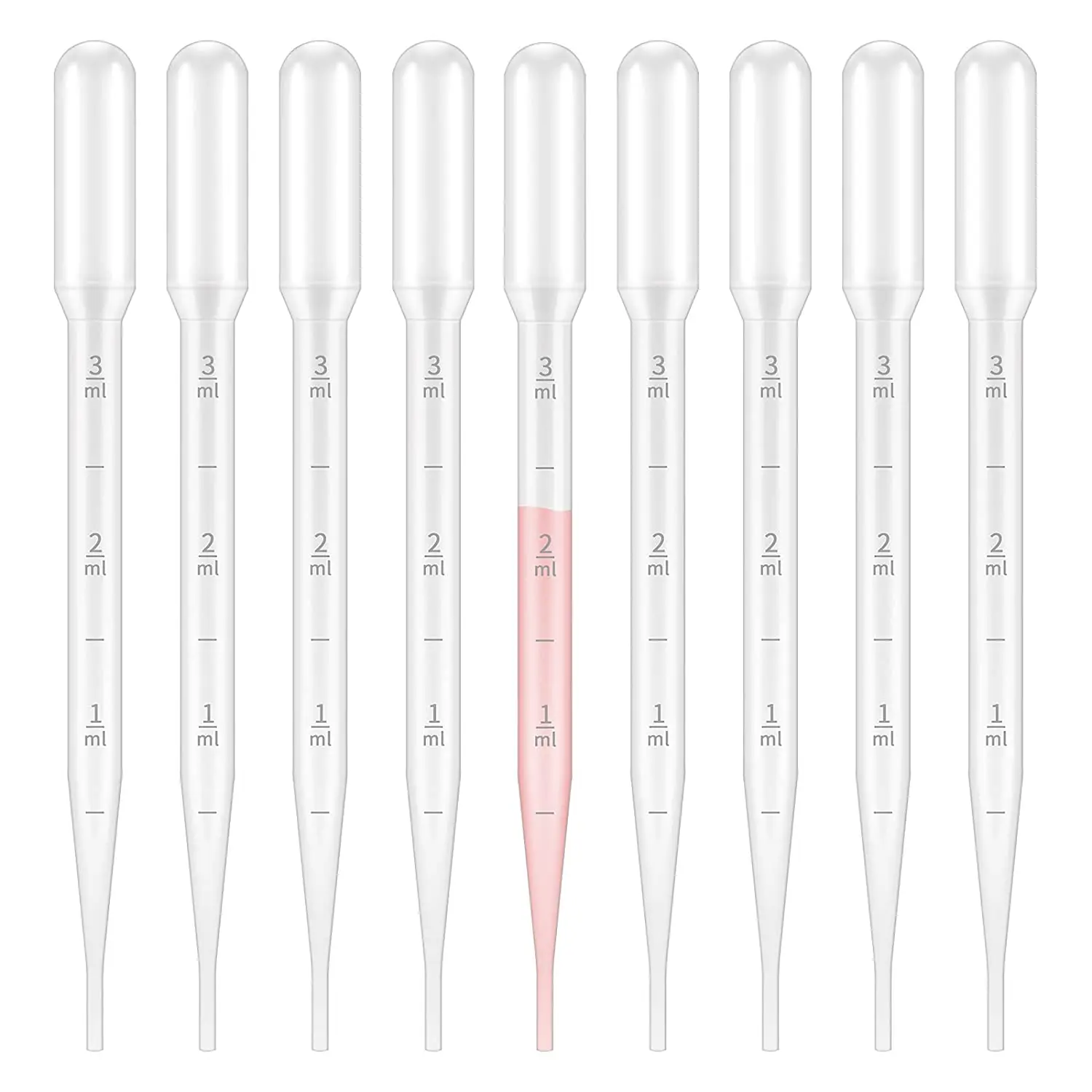 100PCS 3/5ML Practical Transparent Pipettes Disposable Safe Plastic Eye Dropper Transfer Graduated Pipettes Educational Supplies