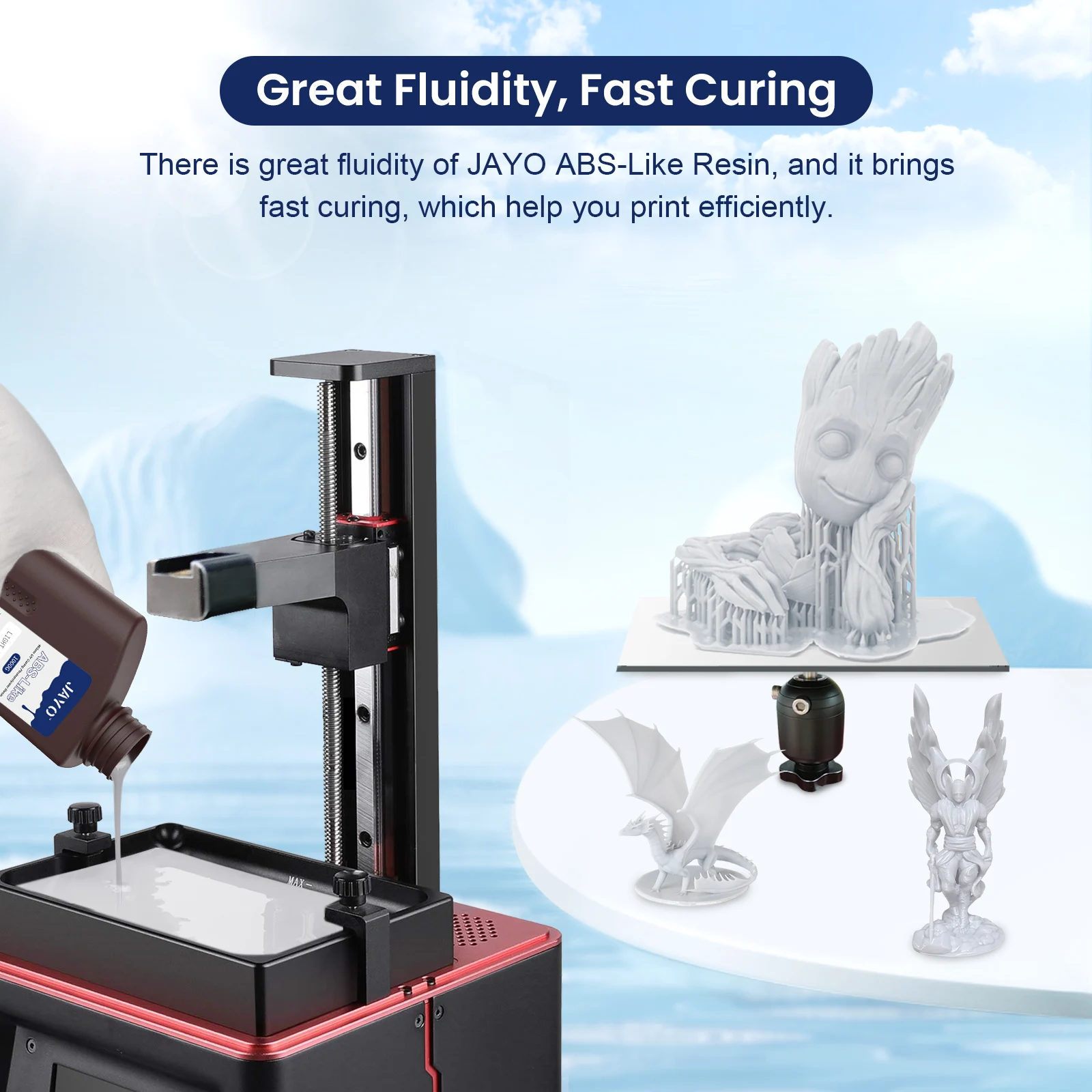 JAYO UV Resin ABS Like/Standard/Plant based/Nylon Like/Water-Wash 1KG 405nm Liquid Rapid UV Curing For LCD 3D Printing Material