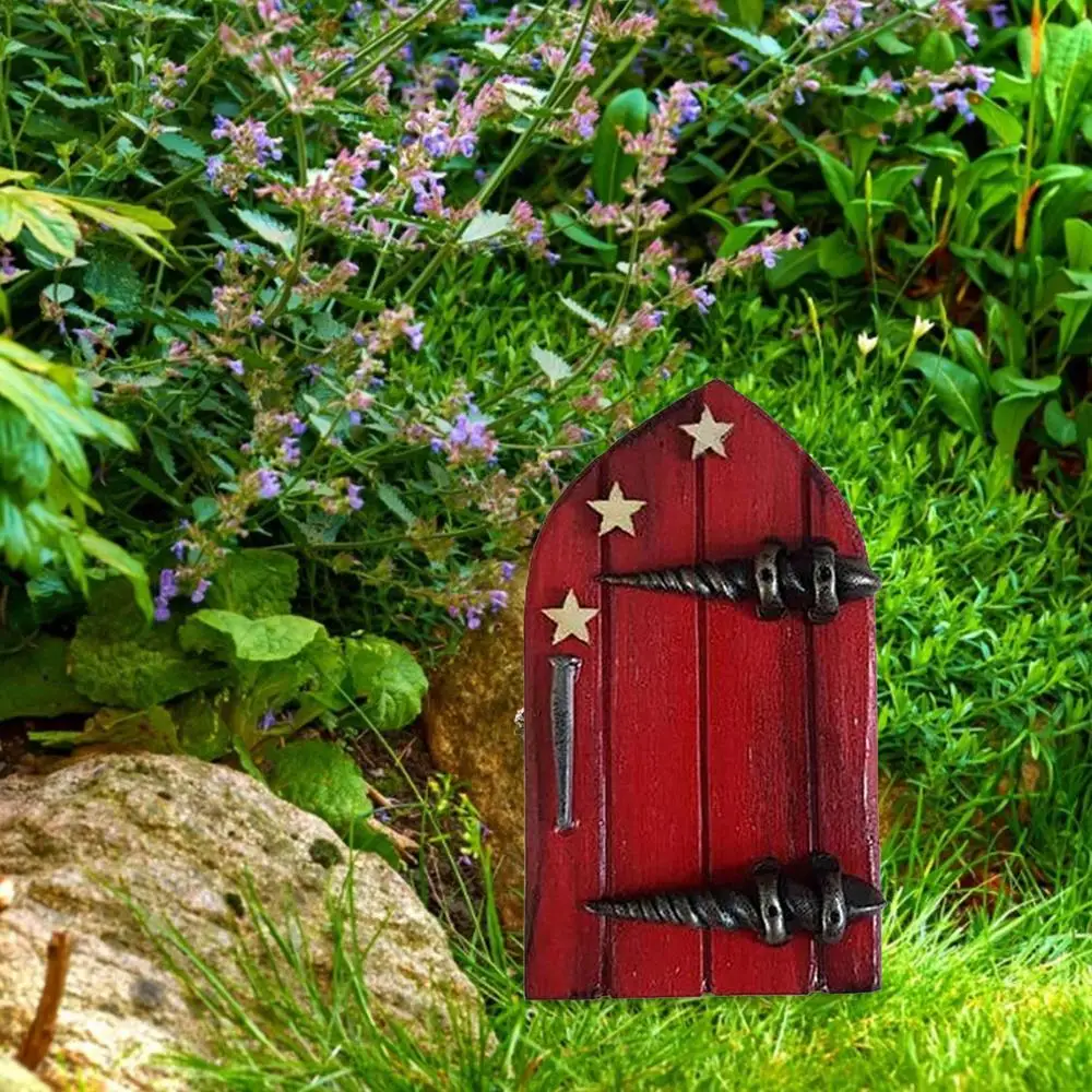 Fairy Door Garden Decoration Outdoor Accessories Miniature Door Dwarf Windows Mini Elf Door For Kids Room Wall Trees Yard Art