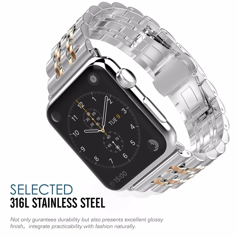 Strap For Apple Watch band 44mm 40mm 42mm/38mm 45mm 41mm smartwatch Stainless Steel watchband Bracelet iwatch series se 6 4 3 7