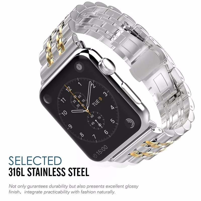 Strap For Apple Watch band 44mm 40mm 42mm/38mm 45mm 41mm smartwatch Stainless Steel watchband Bracelet iwatch series se 6 4 3 7