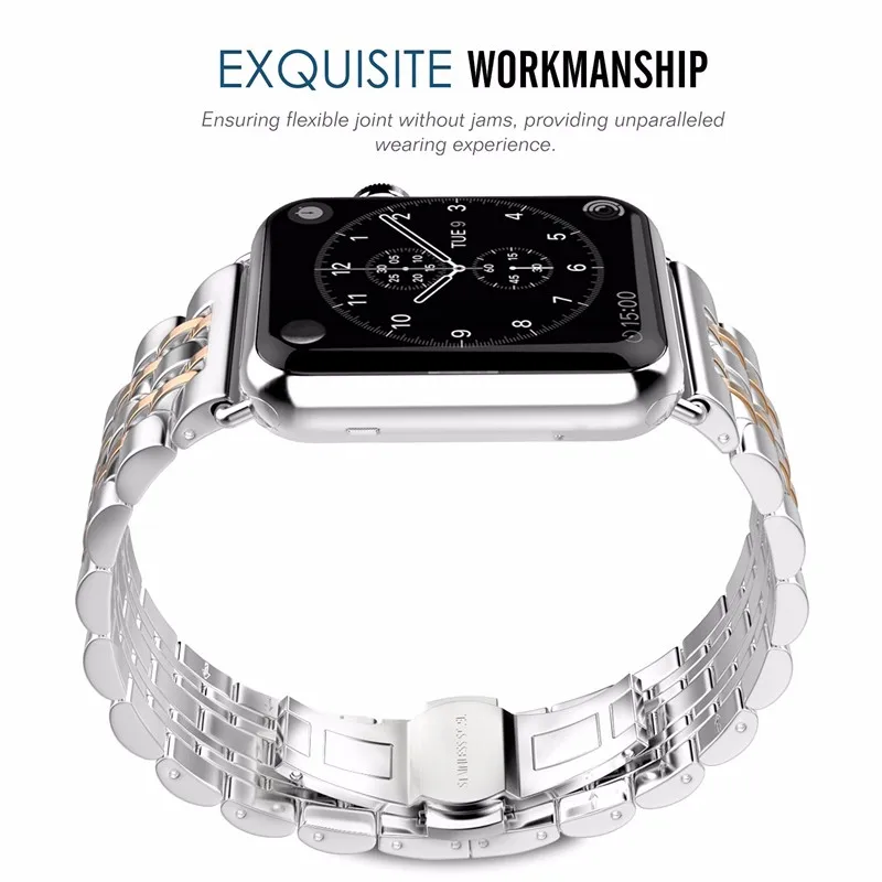 Strap For Apple Watch band 44mm 40mm 42mm/38mm 45mm 41mm smartwatch Stainless Steel watchband Bracelet iwatch series se 6 4 3 7