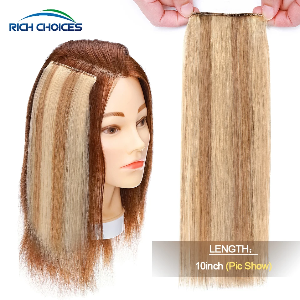 100% Human Hair Topper Invisable Straight Hair Pads Clip In One Piece 2Clips Increase Hair volume Hair Extensions Top Side Cover