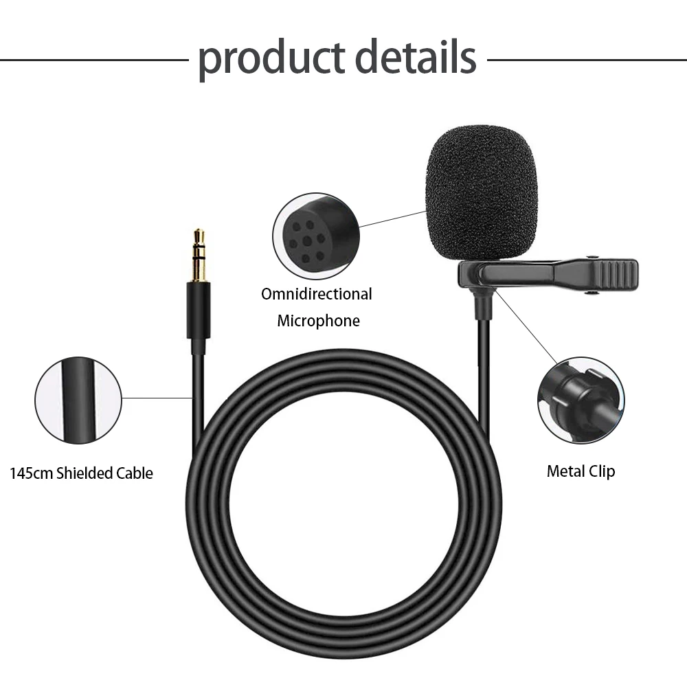 Podofo Car Audio Microphone 3.5mm Clip Jack Plug Mic Stereo Mini Wired External Microphone For Auto DVD Radio