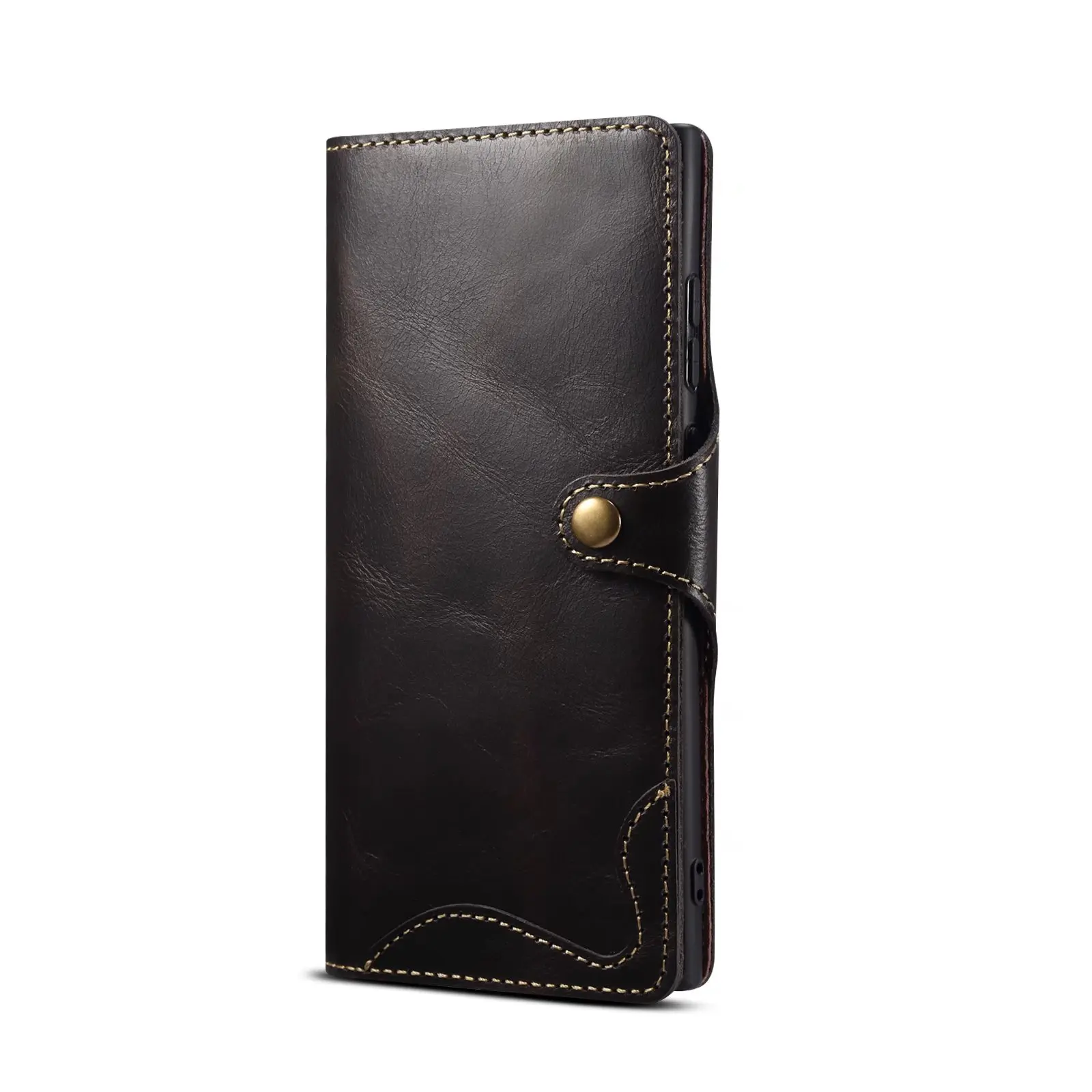 For Samsung Galaxy S23 S22 Ultra S21 S20 S10 Plus S9 Note 8 9 10 20 100% Real Cowhide Leather Case Vintage Card Bag Wallet Cover