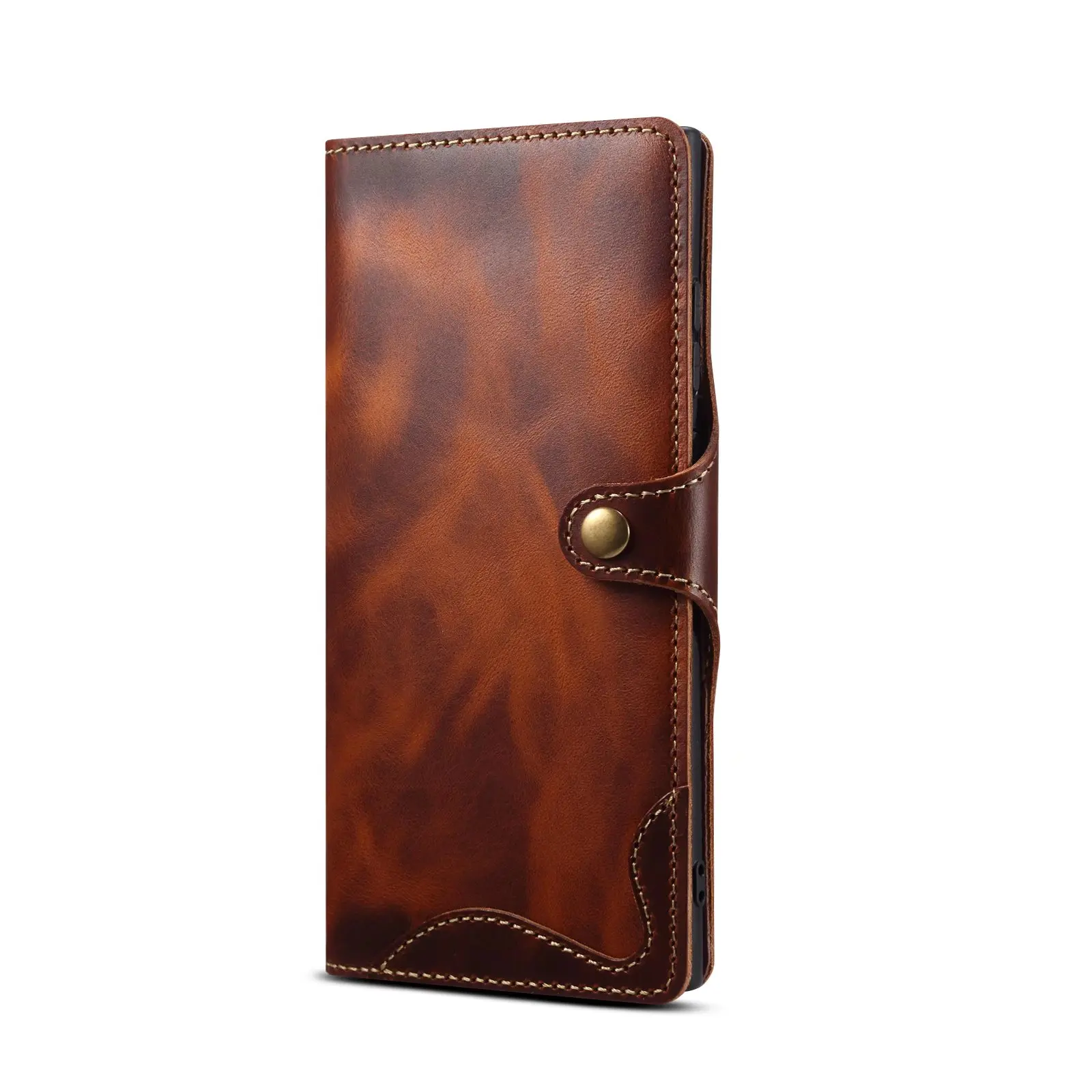 For Samsung Galaxy S23 S22 Ultra S21 S20 S10 Plus S9 Note 8 9 10 20 100% Real Cowhide Leather Case Vintage Card Bag Wallet Cover