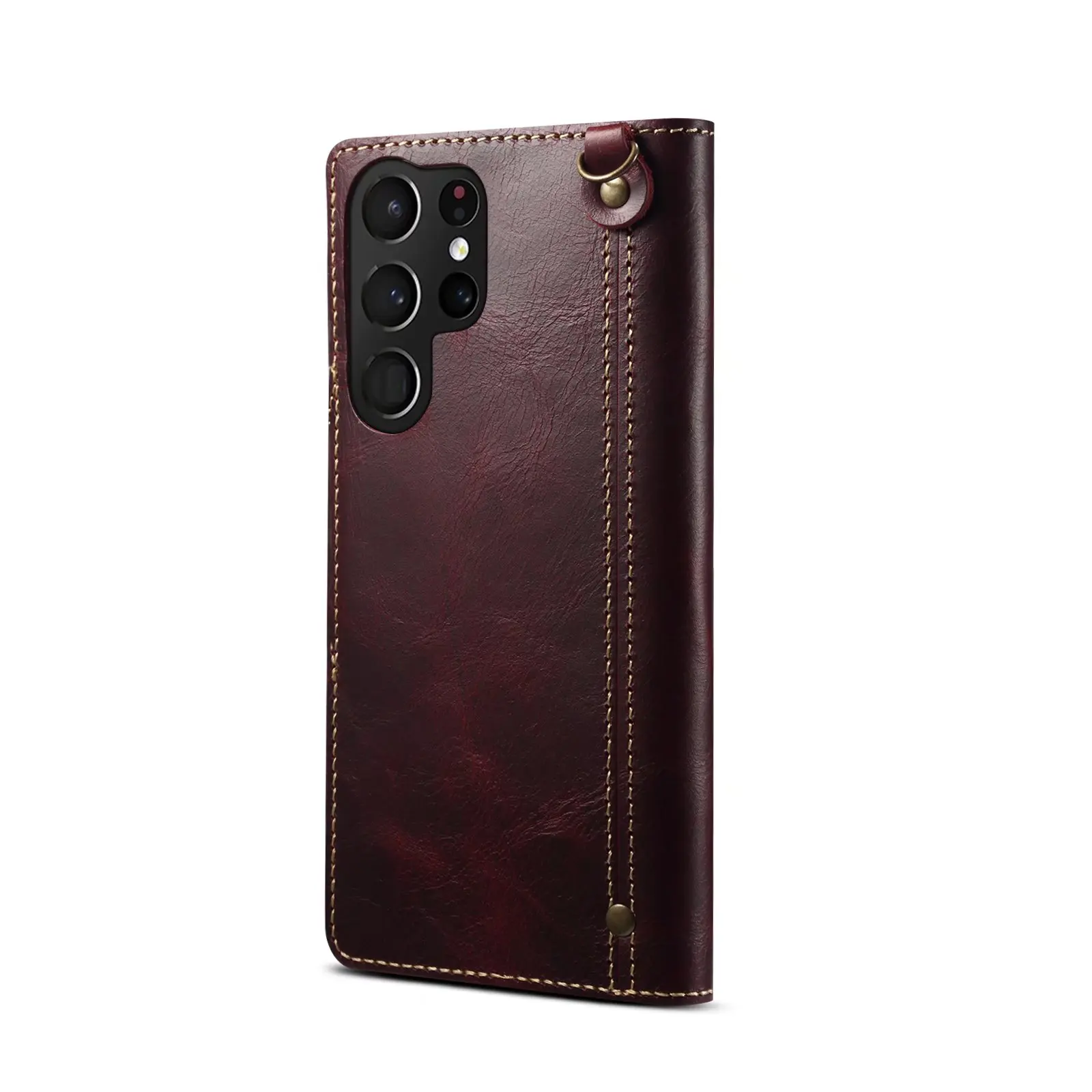 For Samsung Galaxy S23 S22 Ultra S21 S20 S10 Plus S9 Note 8 9 10 20 100% Real Cowhide Leather Case Vintage Card Bag Wallet Cover