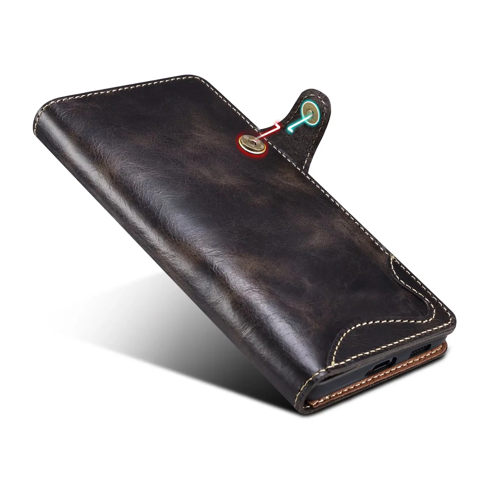 For Samsung Galaxy S23 S22 Ultra S21 S20 S10 Plus S9 Note 8 9 10 20 100% Real Cowhide Leather Case Vintage Card Bag Wallet Cover
