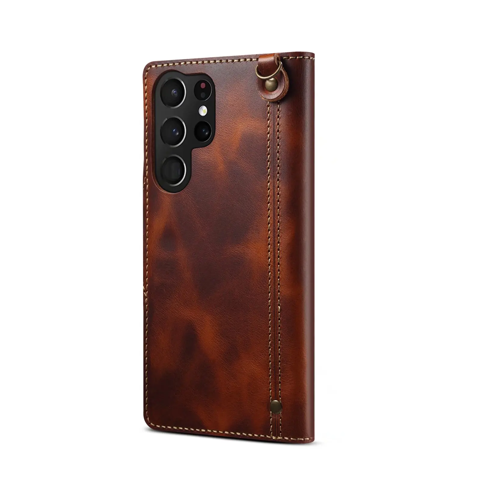 For Samsung Galaxy S23 S22 Ultra S21 S20 S10 Plus S9 Note 8 9 10 20 100% Real Cowhide Leather Case Vintage Card Bag Wallet Cover