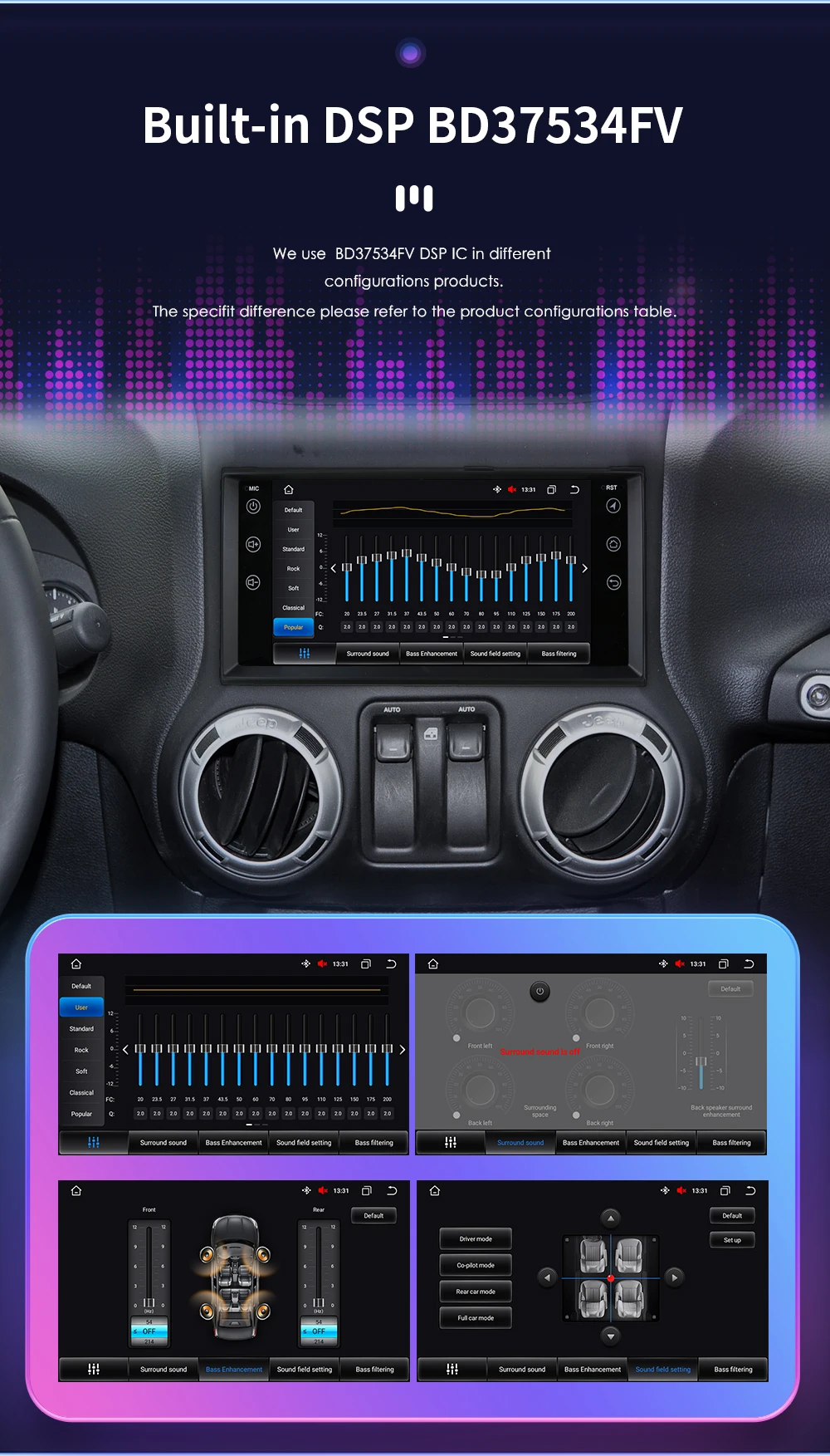 Hizpo 7 Inch Android Car Radio For Jeep Cherokee 2009 2008 2010 Wrangler Dodge Challenger Chrysler GPS Stereo NO DVD 4G Carplay