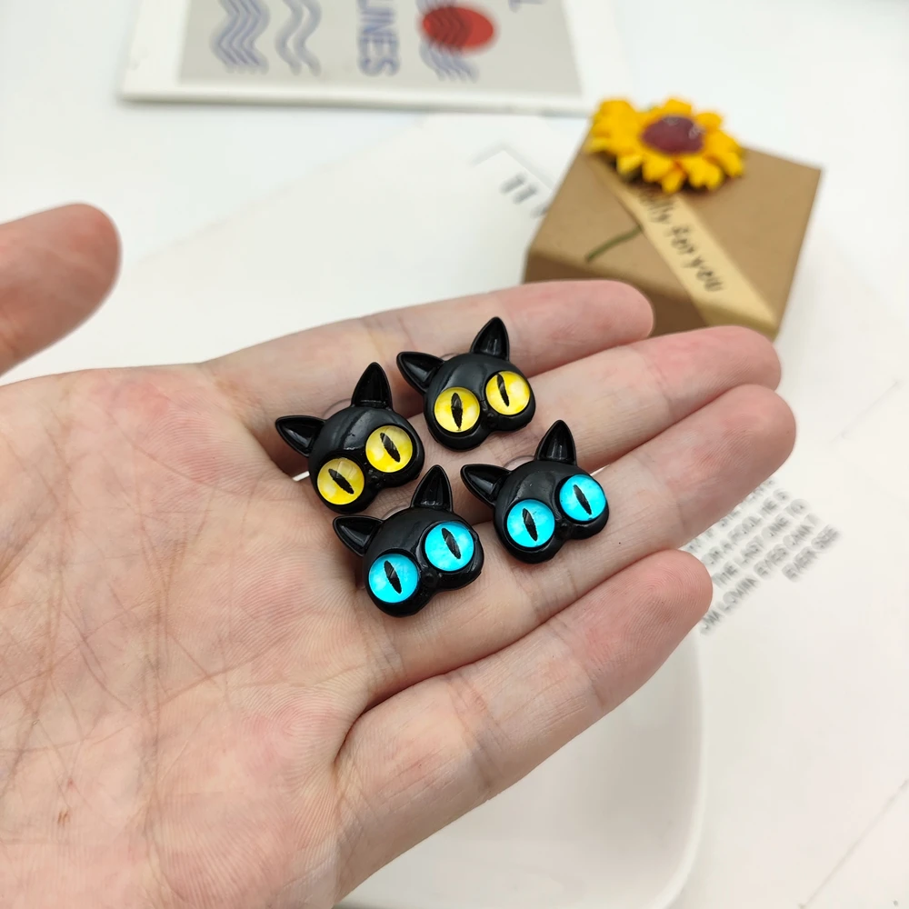 Fashion Creative Cat Earrings for Women Cute Yellow Blue Cat Eyes Earrings Stud Piercing Jewelry Gift