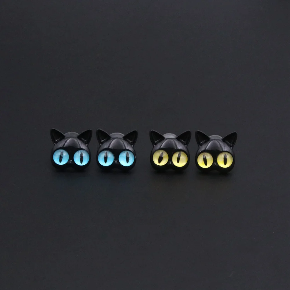 Fashion Creative Cat Earrings for Women Cute Yellow Blue Cat Eyes Earrings Stud Piercing Jewelry Gift