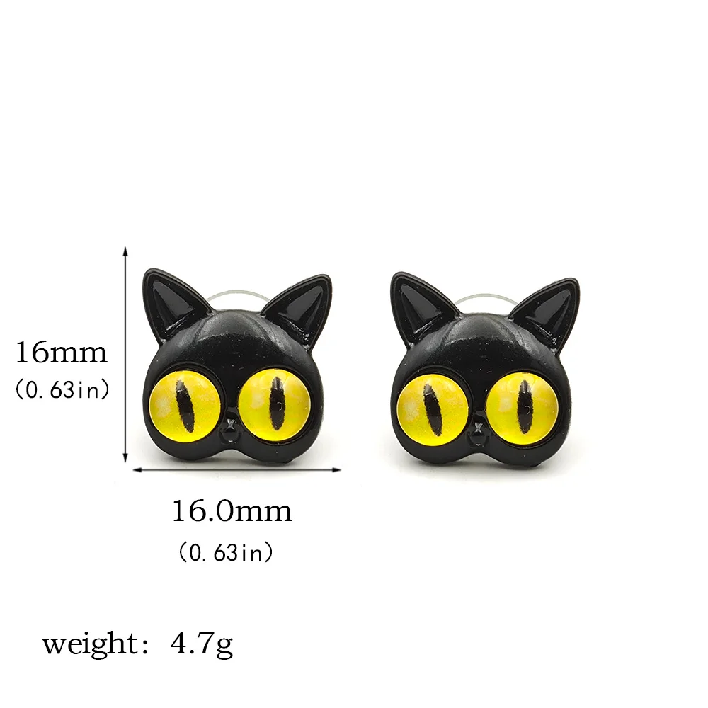 Fashion Creative Cat Earrings for Women Cute Yellow Blue Cat Eyes Earrings Stud Piercing Jewelry Gift