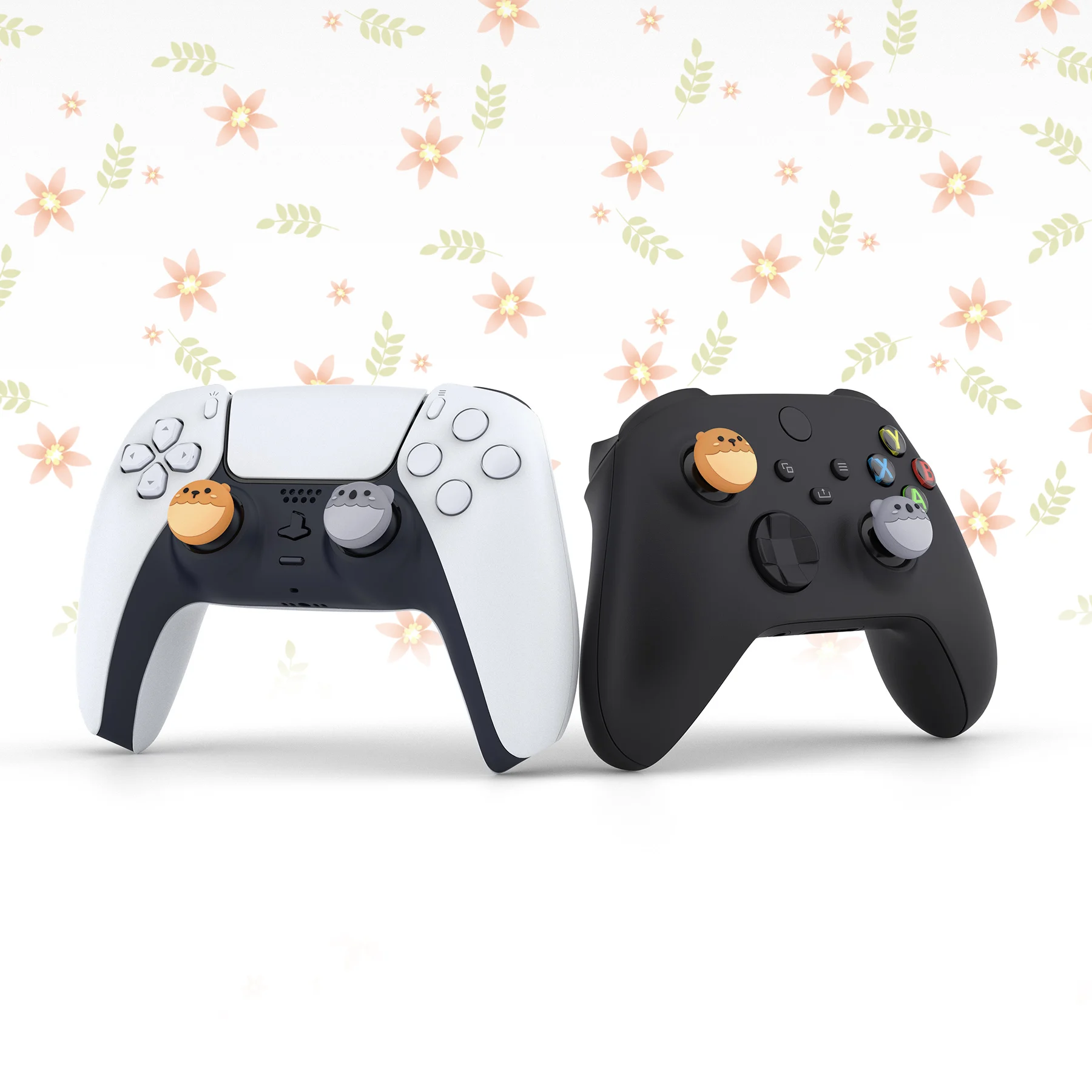 PlayVital Cute Thumb Grips Joystick Cover Thumbstick Caps for PS5/4, Xbox Series X/S, Switch Pro - Animal Series