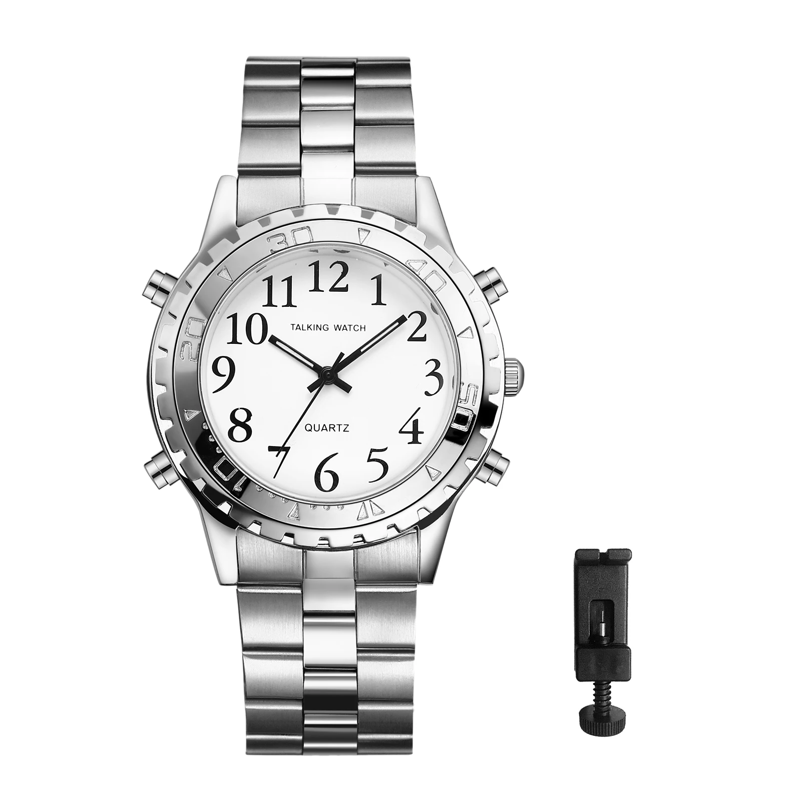 Lancardo Men's English Talking Watch Quartz Repeater Alarm Clock Wristwatch for Blind Person Father Elderly Gift New Relogios