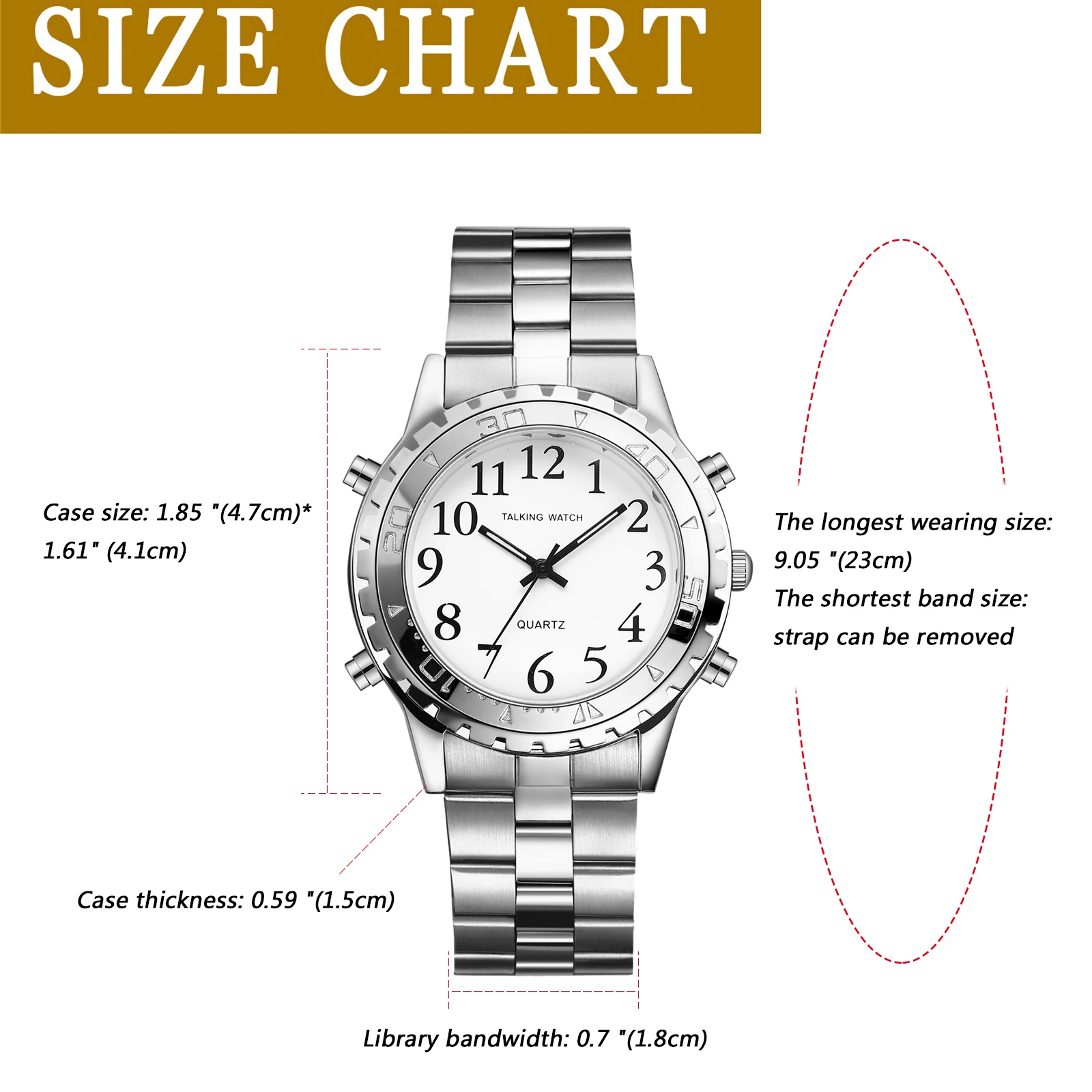 Lancardo Men's English Talking Watch Quartz Repeater Alarm Clock Wristwatch for Blind Person Father Elderly Gift New Relogios