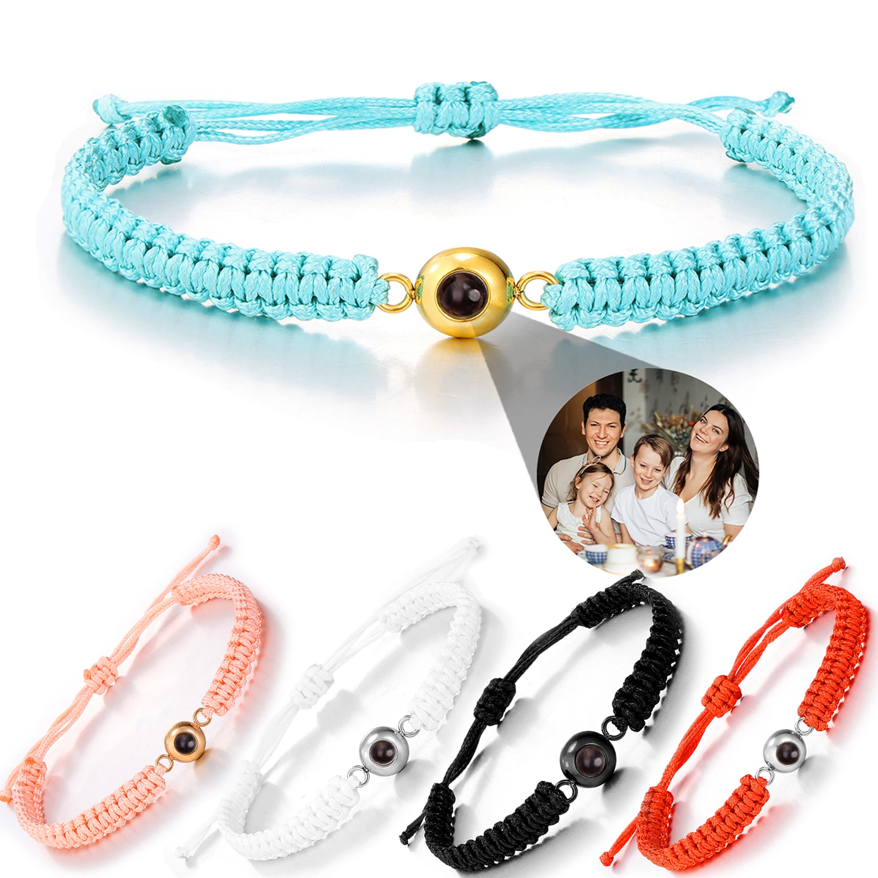 Wholesale New Projection Bracelets Stainless Circle Photo Bracelet Customized Colorful Woven Projection Bracelet Adjustable