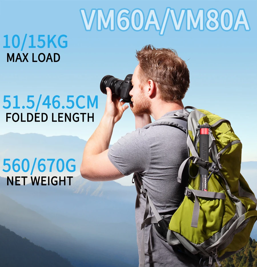 INNOREL VM60A/VM80A Aluminum Alloy Camera Monopod 170cm Professional Portable Video Stand for Canon Nikon GoPro DSLR Camcorder