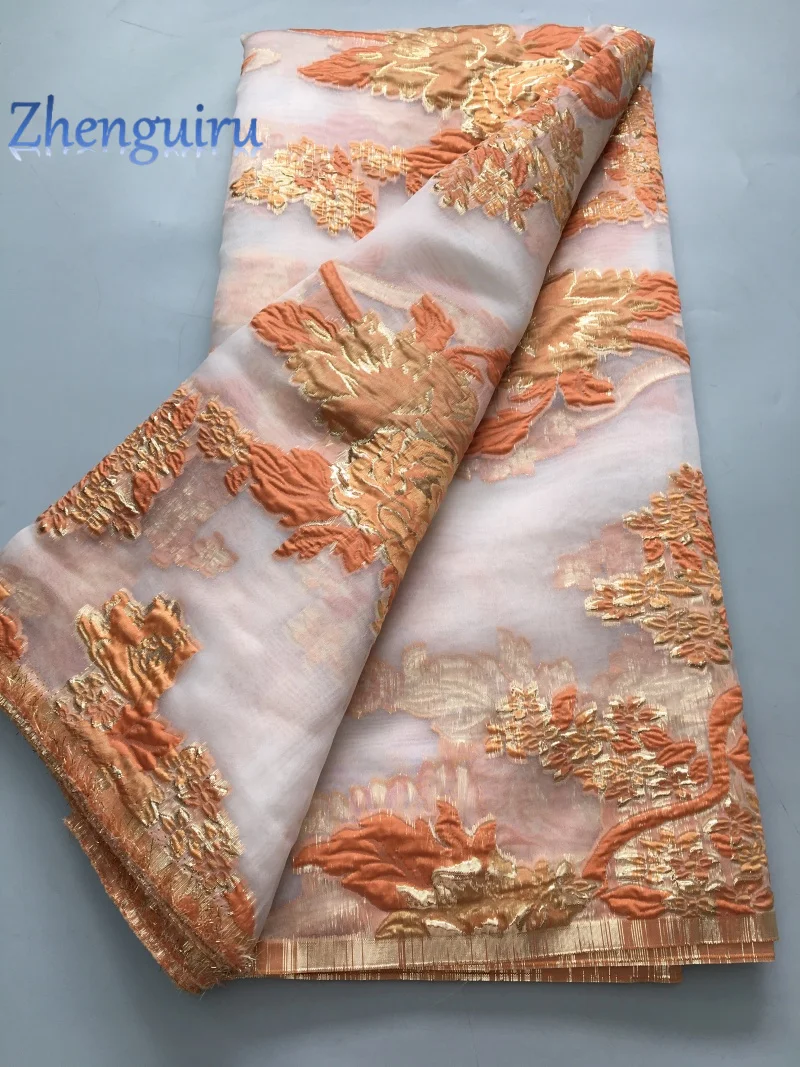 2025 French Brocade Lace Fabric 5 Yards Gilding African Lace Fabric High Quality Nigerian Bride Wedding Dress for Women A2100