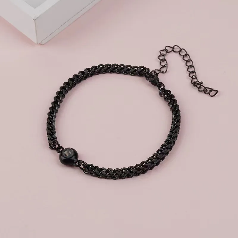 Men Jewelry Custom Photo Projection Bracelet Snake Bone Stainless Steel Chain Picture Inside Hip Hop Bangle Valentine's Day Gift