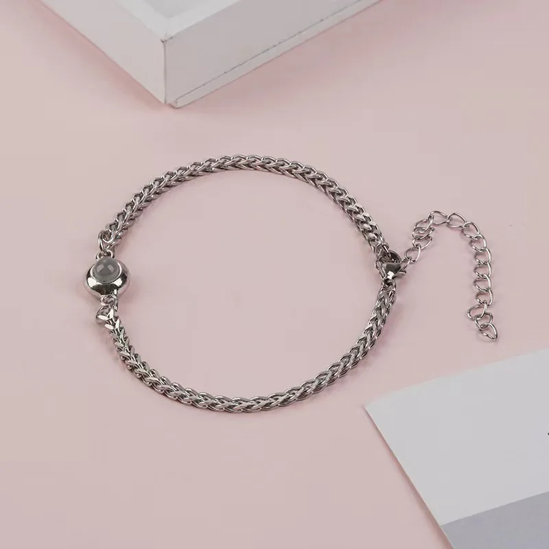 Men Jewelry Custom Photo Projection Bracelet Snake Bone Stainless Steel Chain Picture Inside Hip Hop Bangle Valentine's Day Gift
