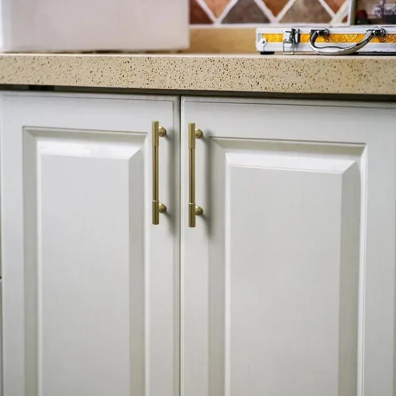 Vintage Retro Antique Brass Zinc Alloy Cabinet Handles 12.6'' Hole Center Striped Decorations Cabinet Pull Hardware for Bedroom