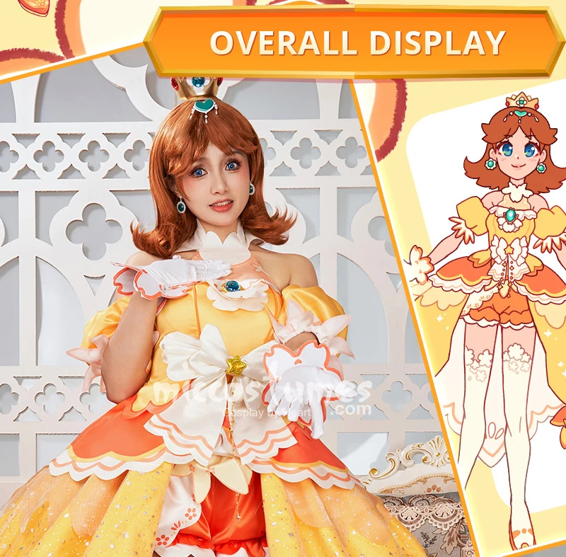 Miccostumes x akuoart Women's Princess Cosplay Costume Puff Sleeves Top and Shorts with Skirt and Gloves