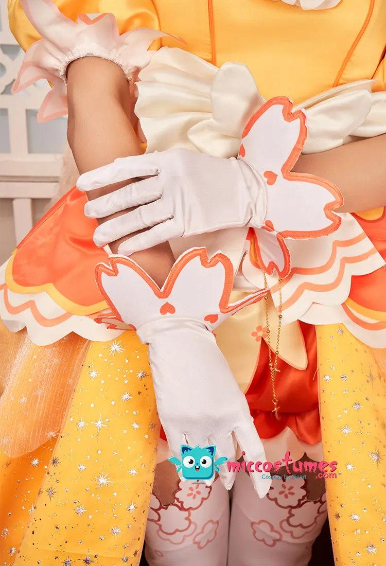 Miccostumes x akuoart Women's Princess Cosplay Costume Puff Sleeves Top and Shorts with Skirt and Gloves