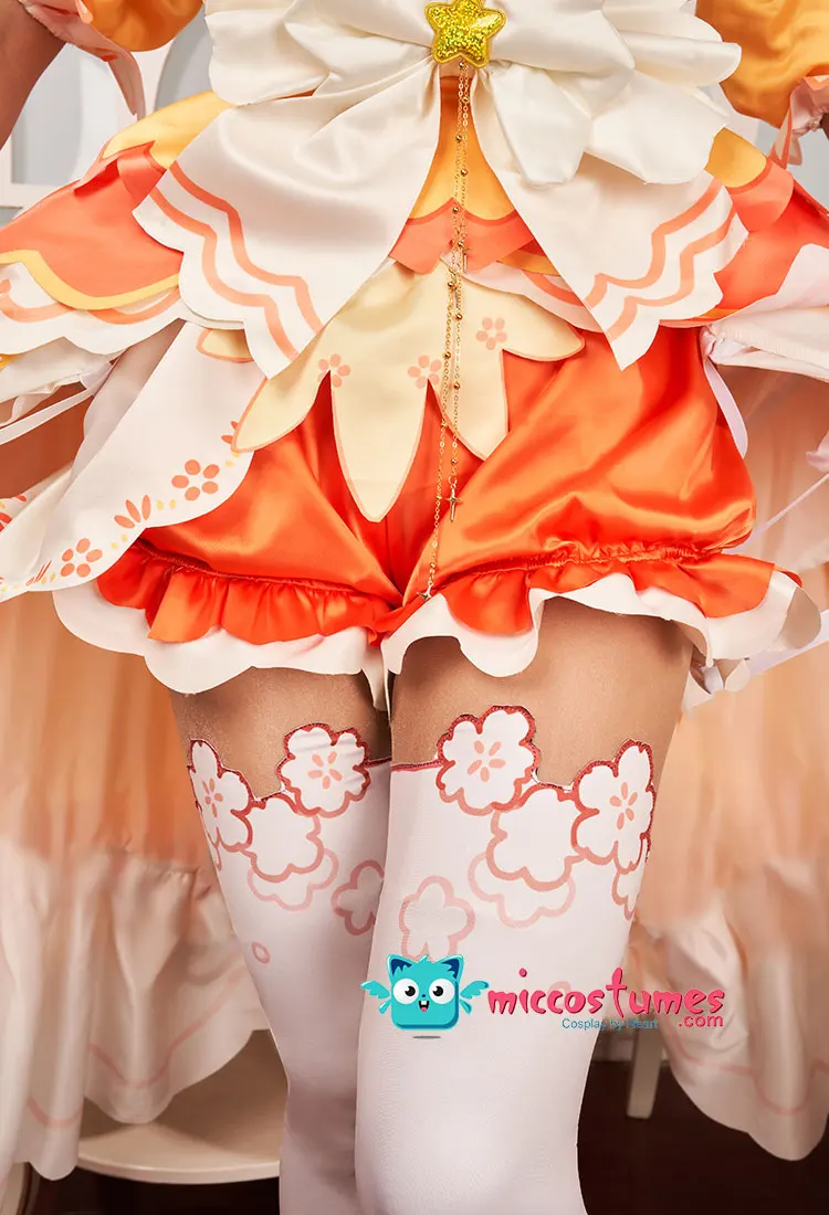 Miccostumes x akuoart Women's Princess Cosplay Costume Puff Sleeves Top and Shorts with Skirt and Gloves