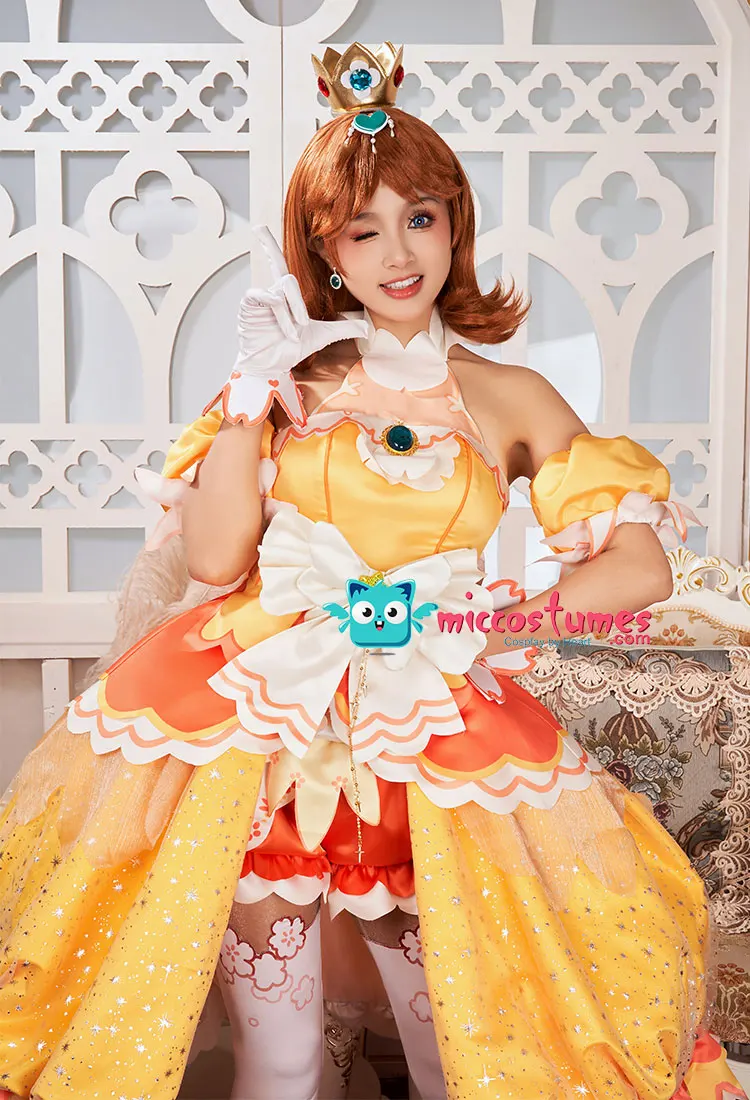 Miccostumes x akuoart Women's Princess Cosplay Costume Puff Sleeves Top and Shorts with Skirt and Gloves